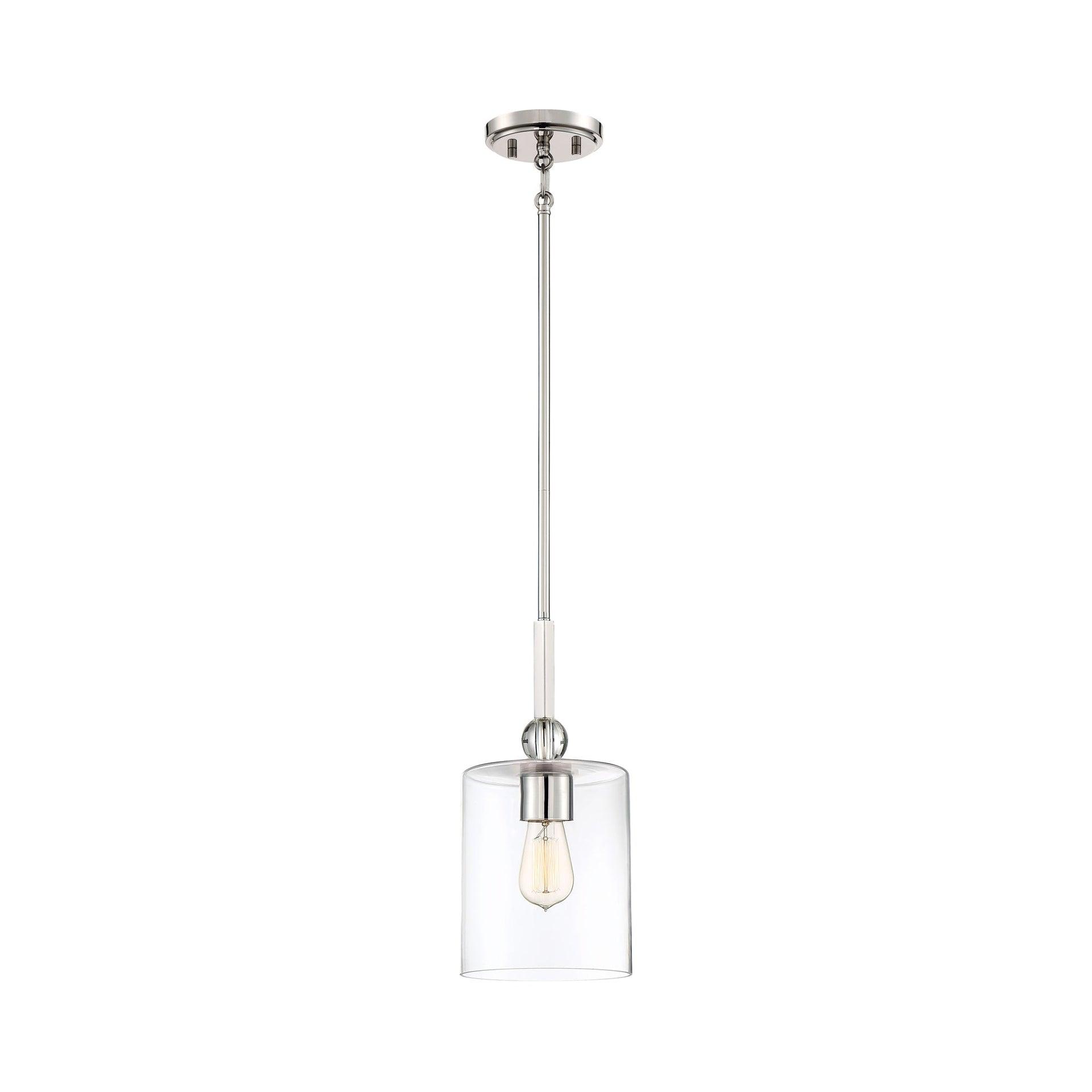 1 Light Mini Pendant In Transitional Style 14.5 Inches Tall By 7 Inches Wide-Polished Nickel Finish    -Traditional Installation Minka Lavery