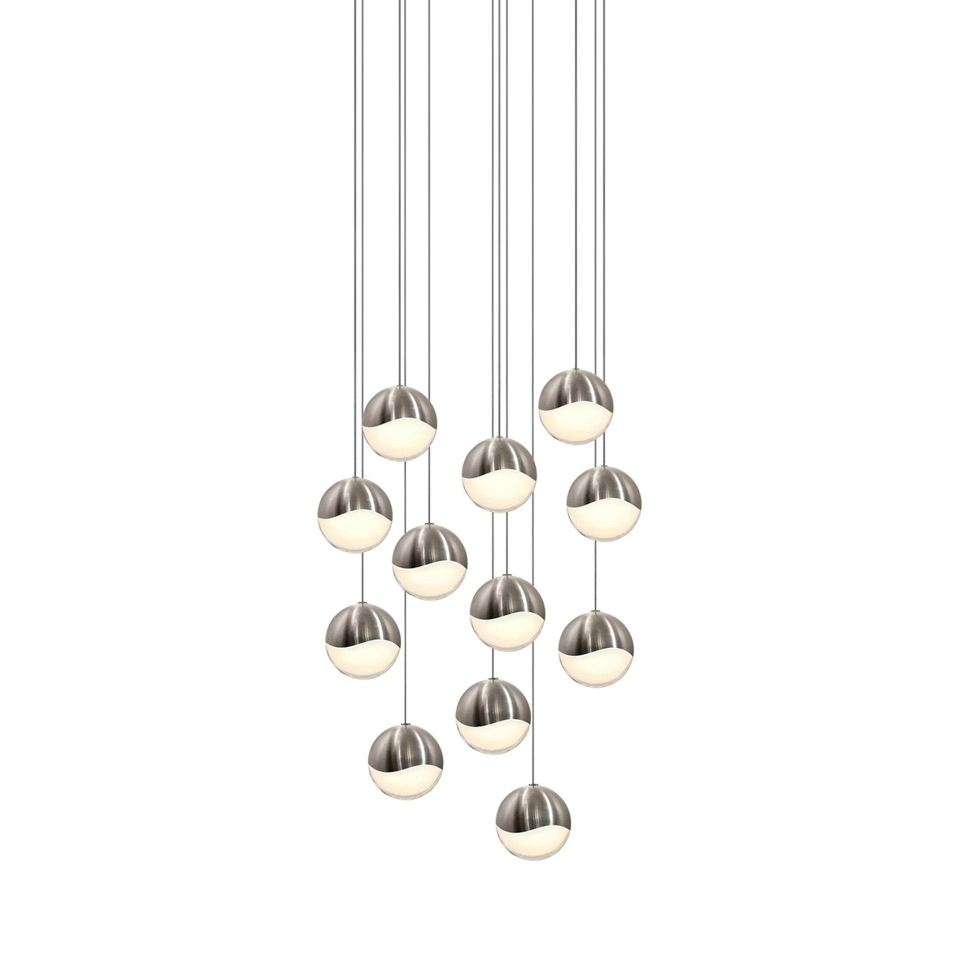 Satin Nickel Crystal Globe LED Pendant Light