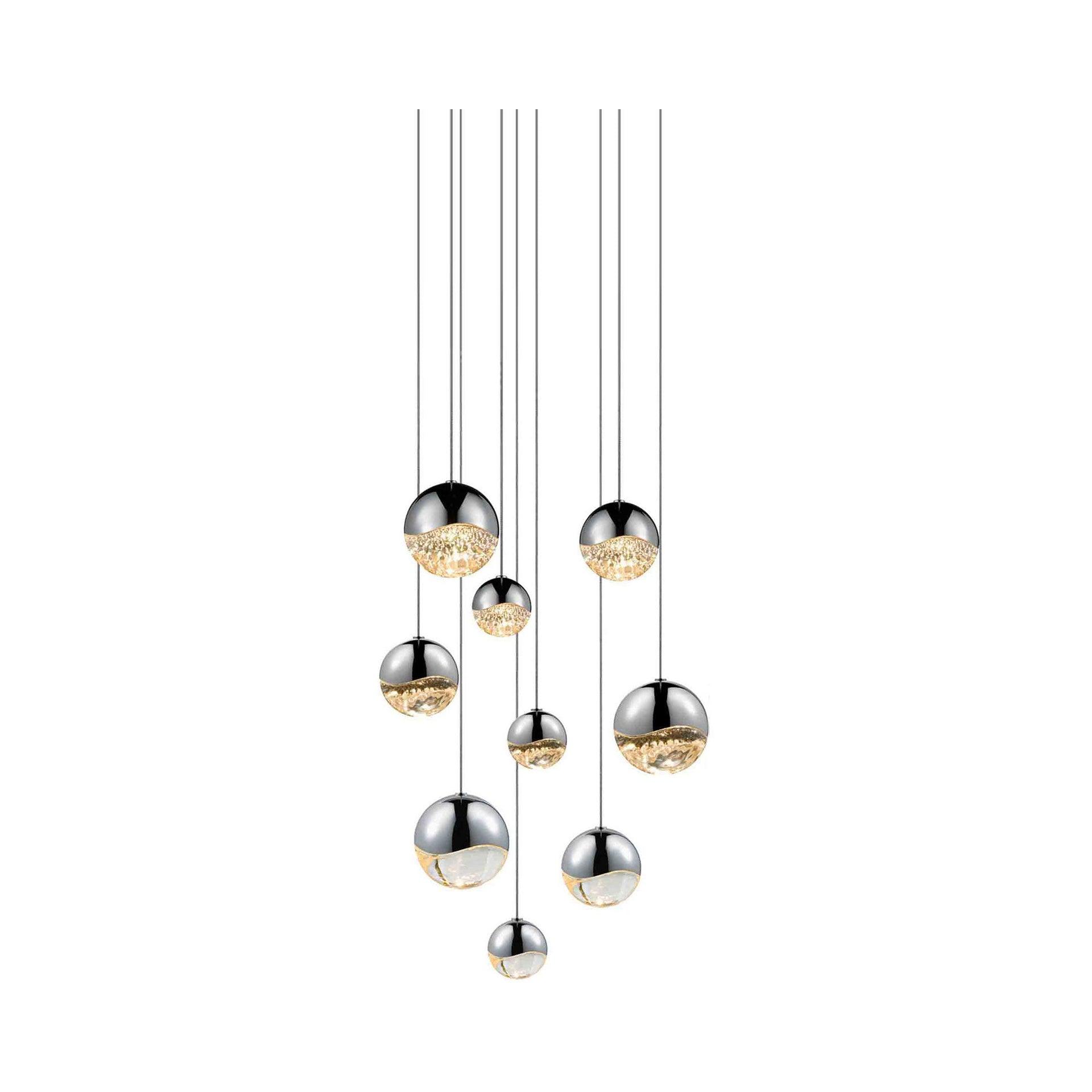 Satin Nickel Crystal Globe 13.75'' LED Chrome Pendant