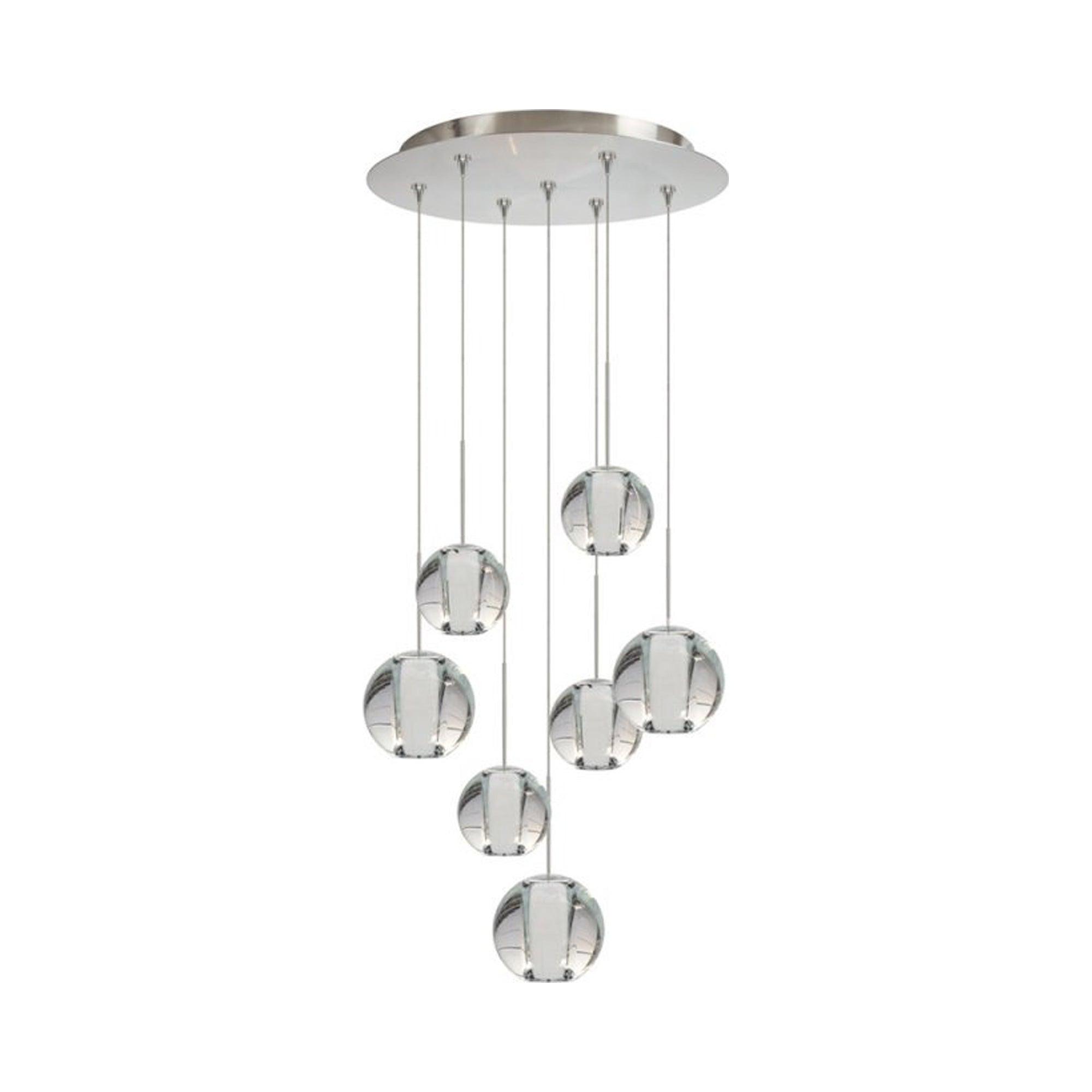 Gracie 7 - Light Satin Nickel Cluster Pendant