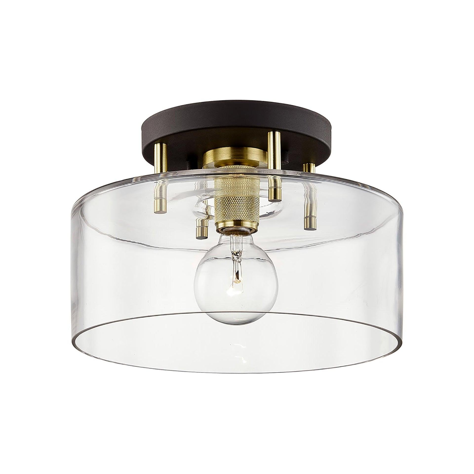 Troy Lighting Bergamot Station 1 - Light Semi-Flush Mount in  Bronze/Brass Clear Shade