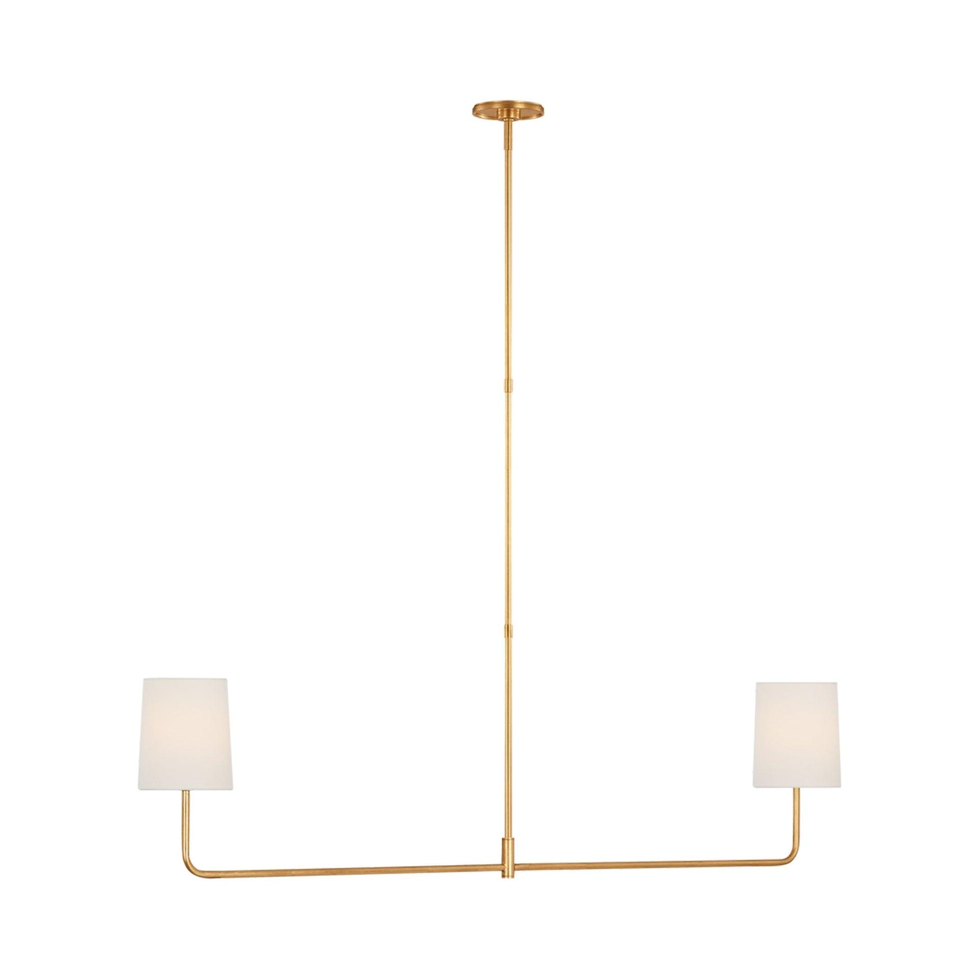 Gilded Gold 54" Linear Chandelier with White Shades