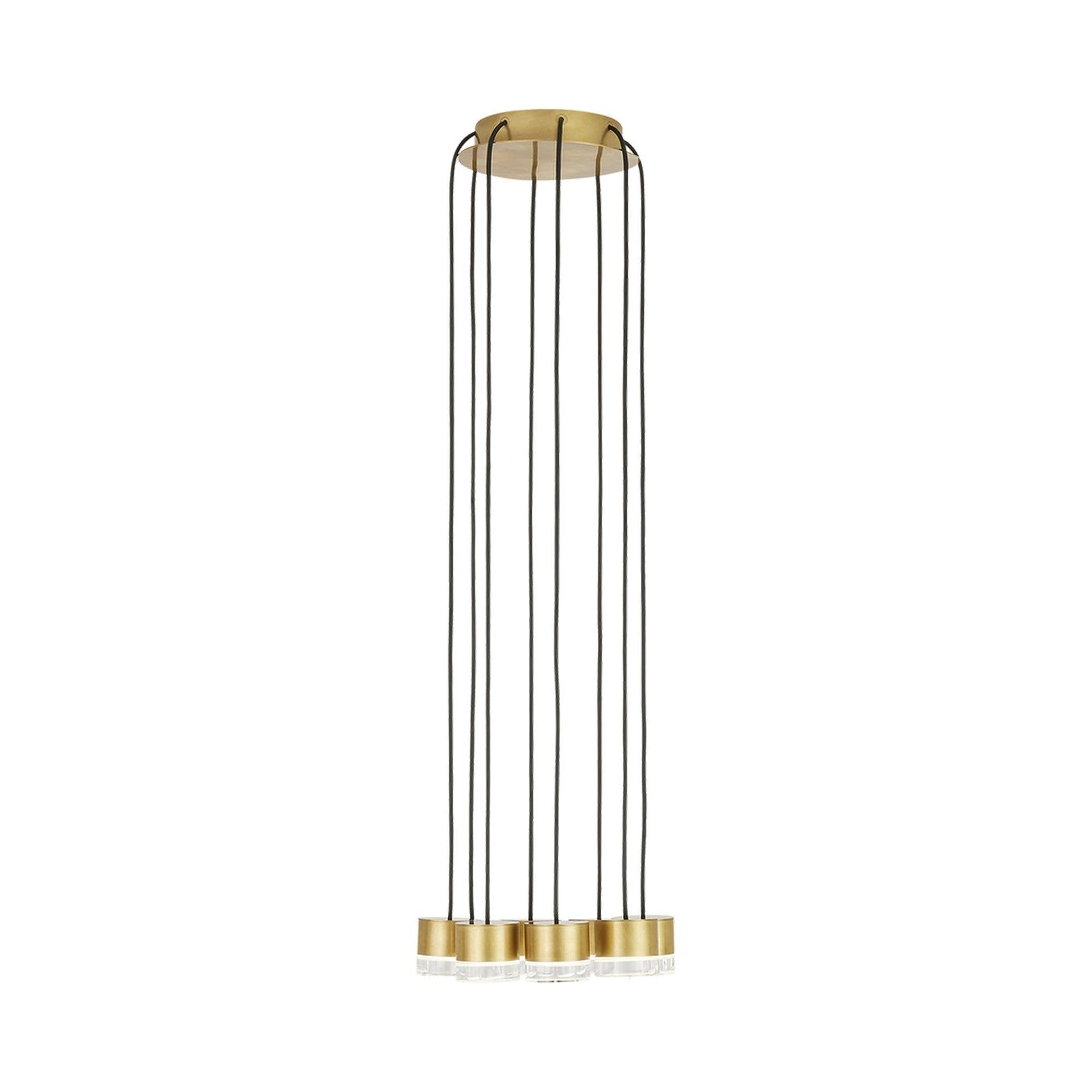 Gable Natural Brass 8-Light Integrated LED Crystal Pendant