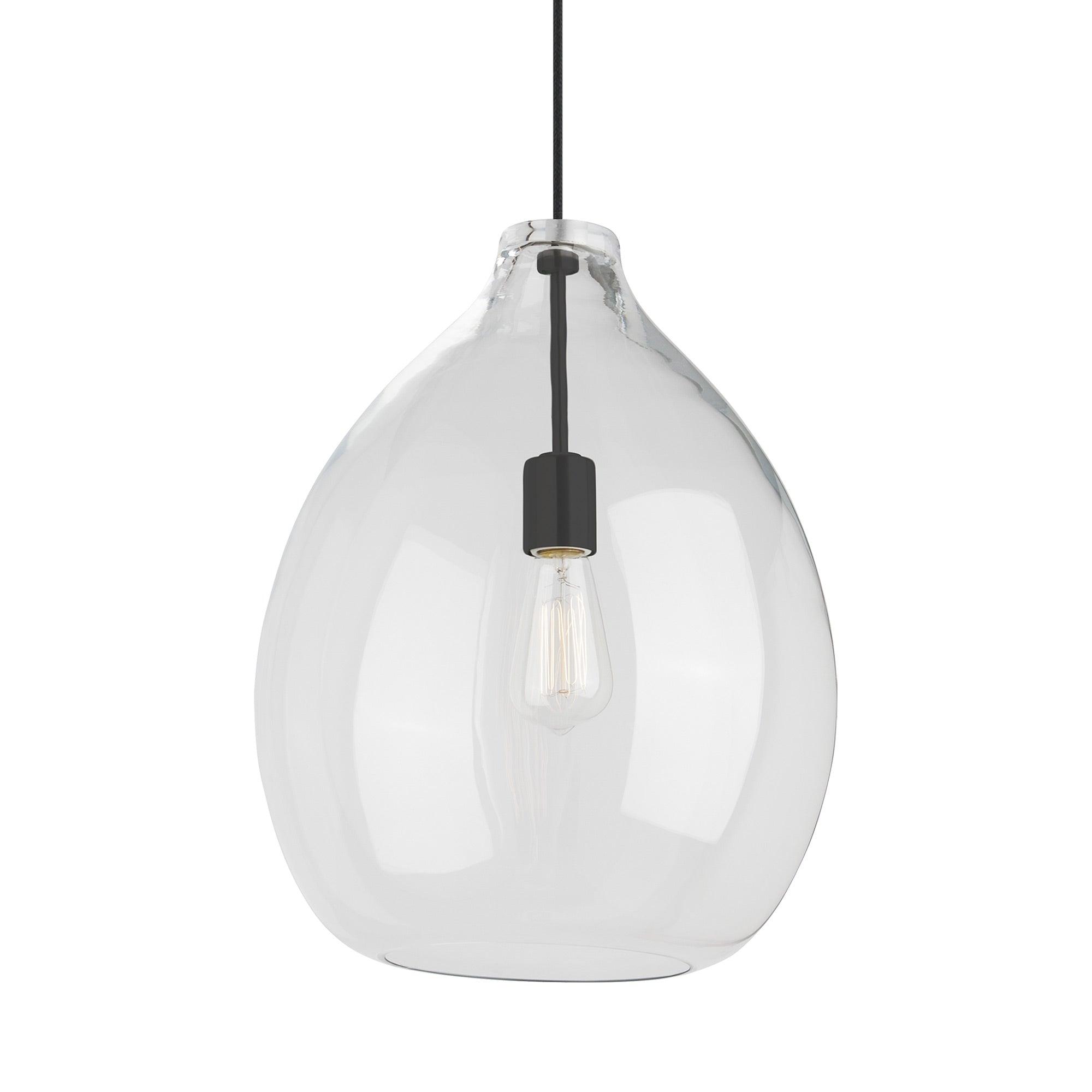 Natural Brass Globe Pendant with Clear Glass Shade - Indoor/Outdoor