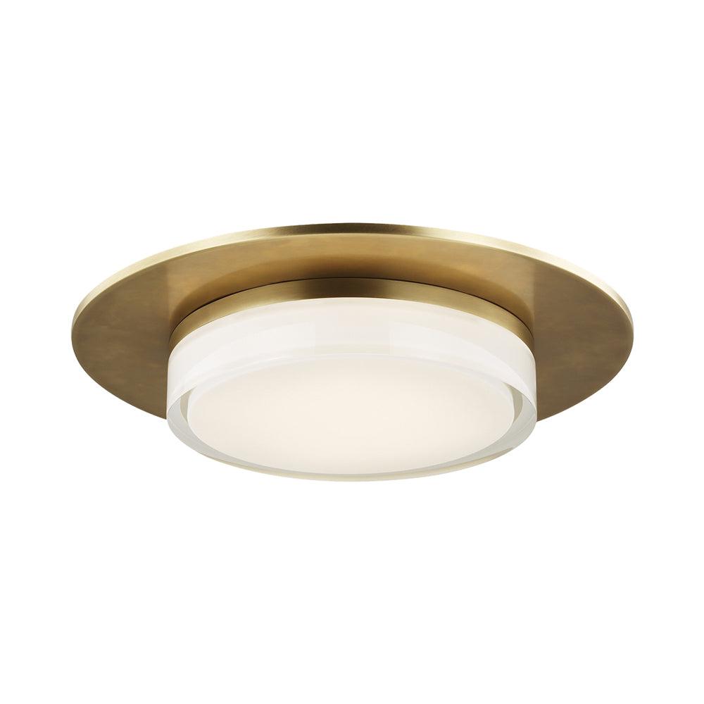 Sen Modern Natural Brass 17" LED Flush Mount with Pressed Glass