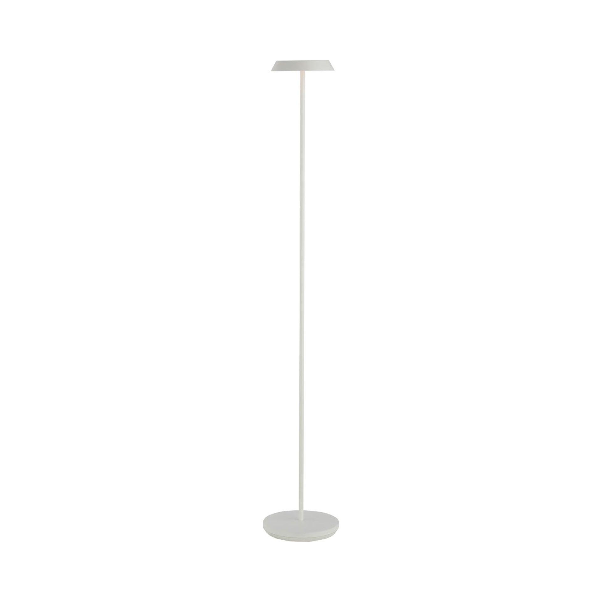 Matte White Outdoor Rechargeable LED Floor Lamp with Aluminum Shade