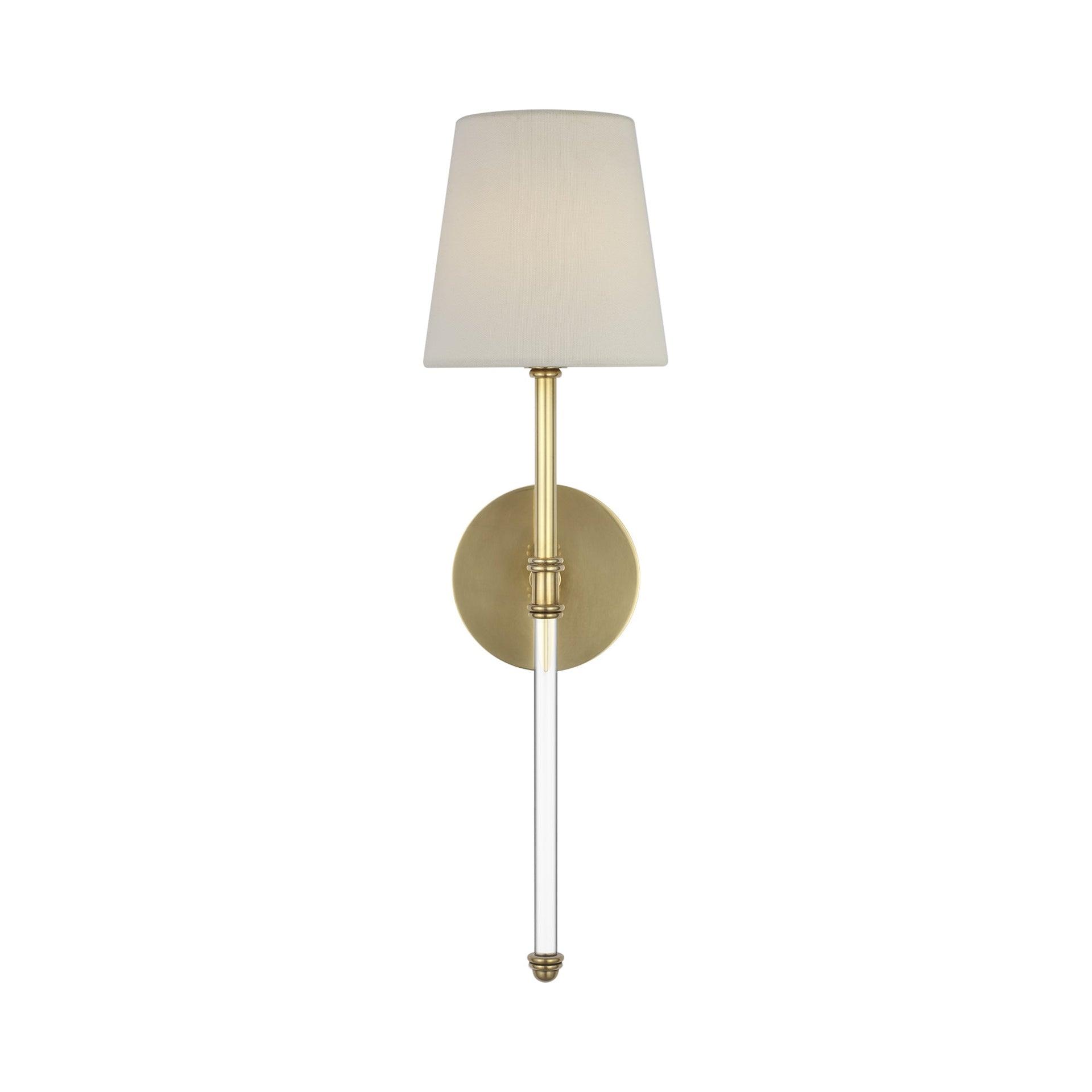 Exquisite Brass and Crystal 19" Direct Wired Sconce with Paper Shade