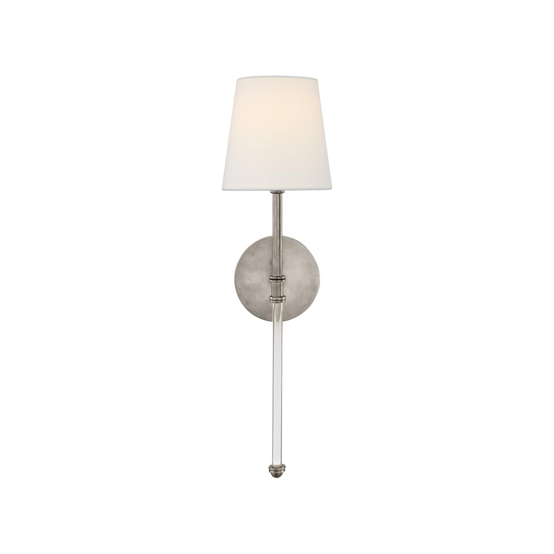 Exquisite Brass and Crystal 19" Direct Wired Sconce with Paper Shade