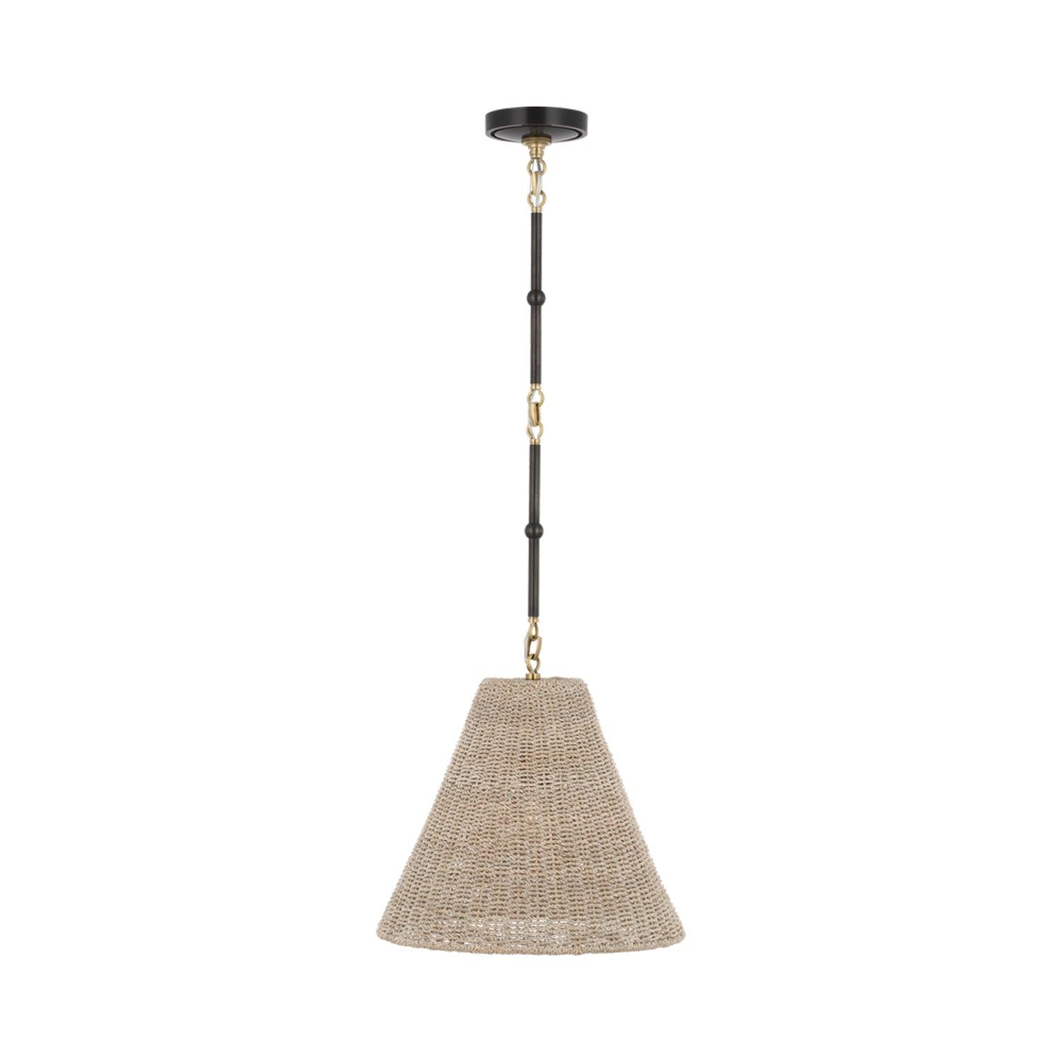 Small Bronze and Antique Brass Pendant Light with Ash Shade