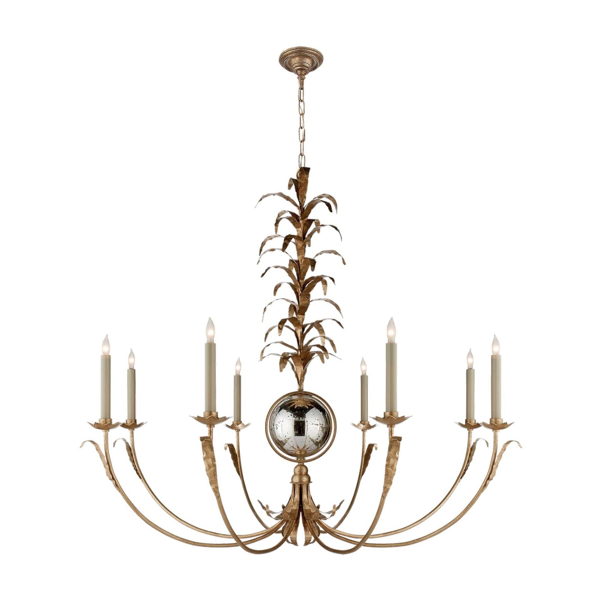Gramercy Antique Mirror and Gilded Iron 8-Light Chandelier