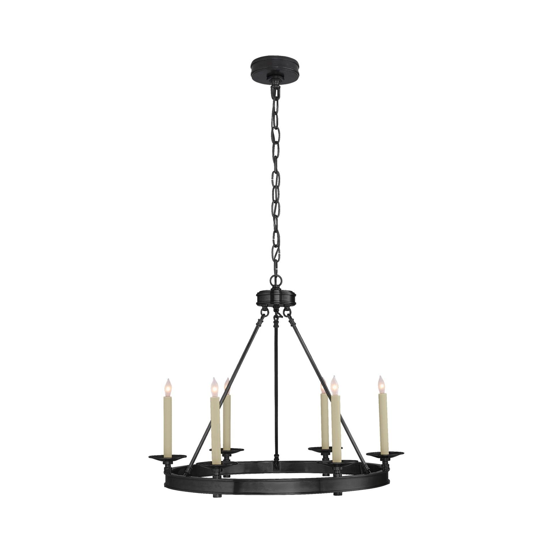 Regal Bronze Crystal Candle 6-Light Chandelier, 22" H x 27" W