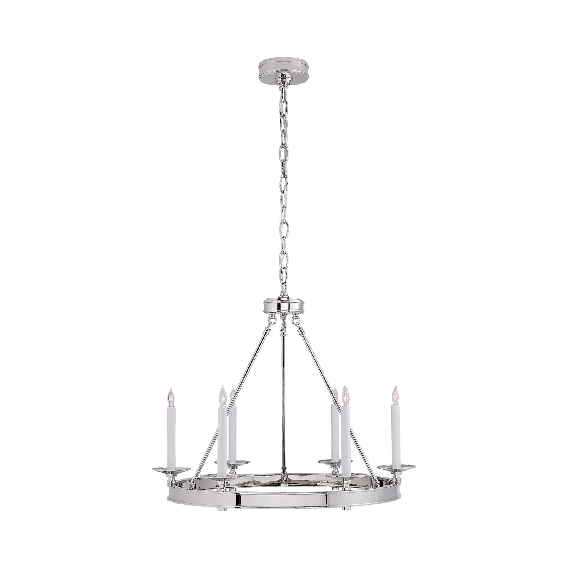 Polished Nickel Crystal Candle 22" Chandelier