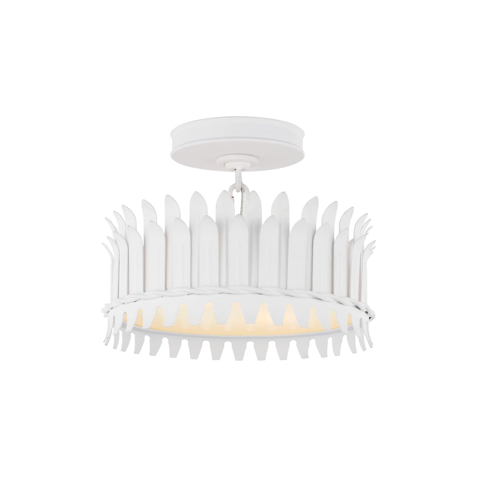 Plaster White 12" Glass Drum LED Semi-Flush Mount Light