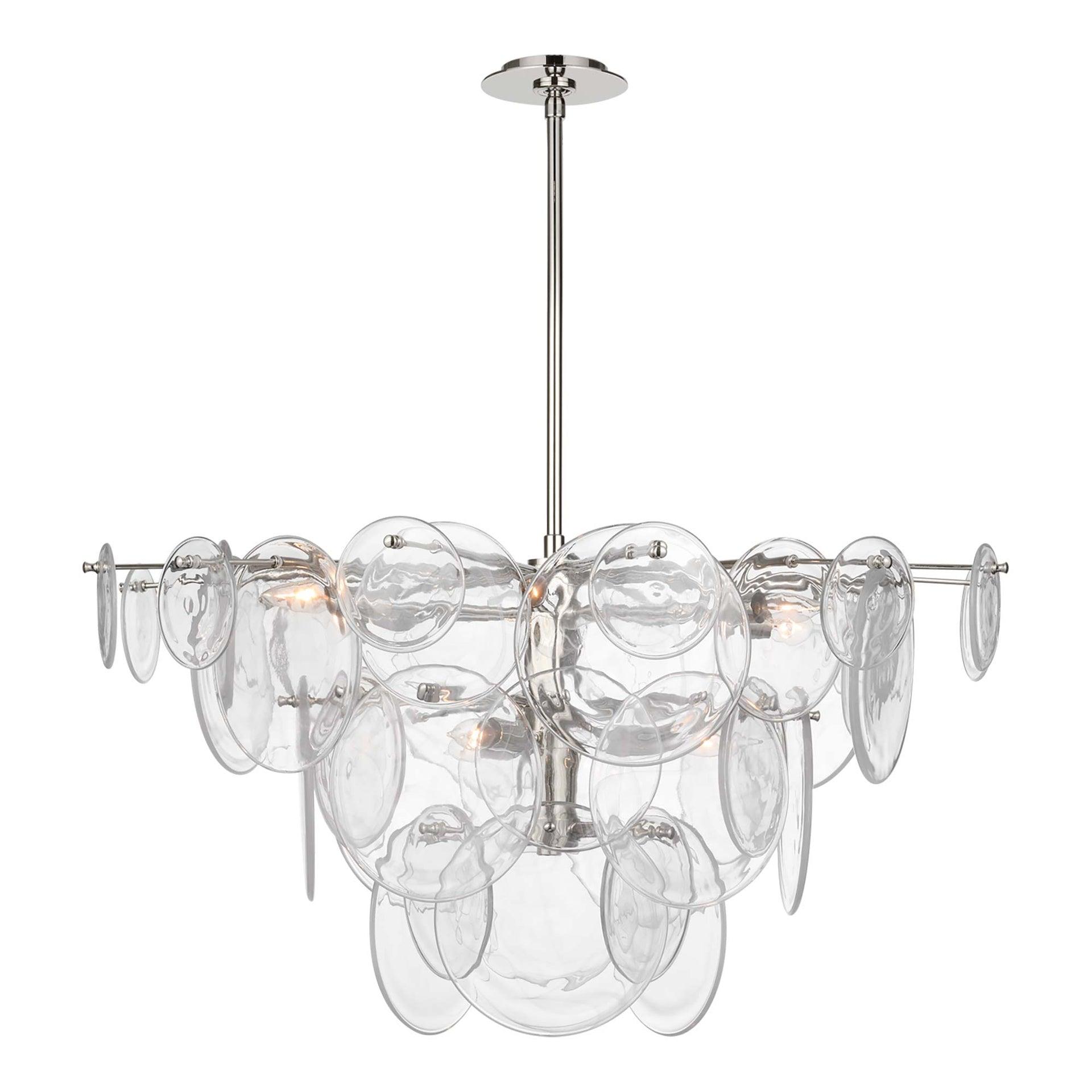 Loire Polished Nickel and Clear Glass 9-Light Chandelier