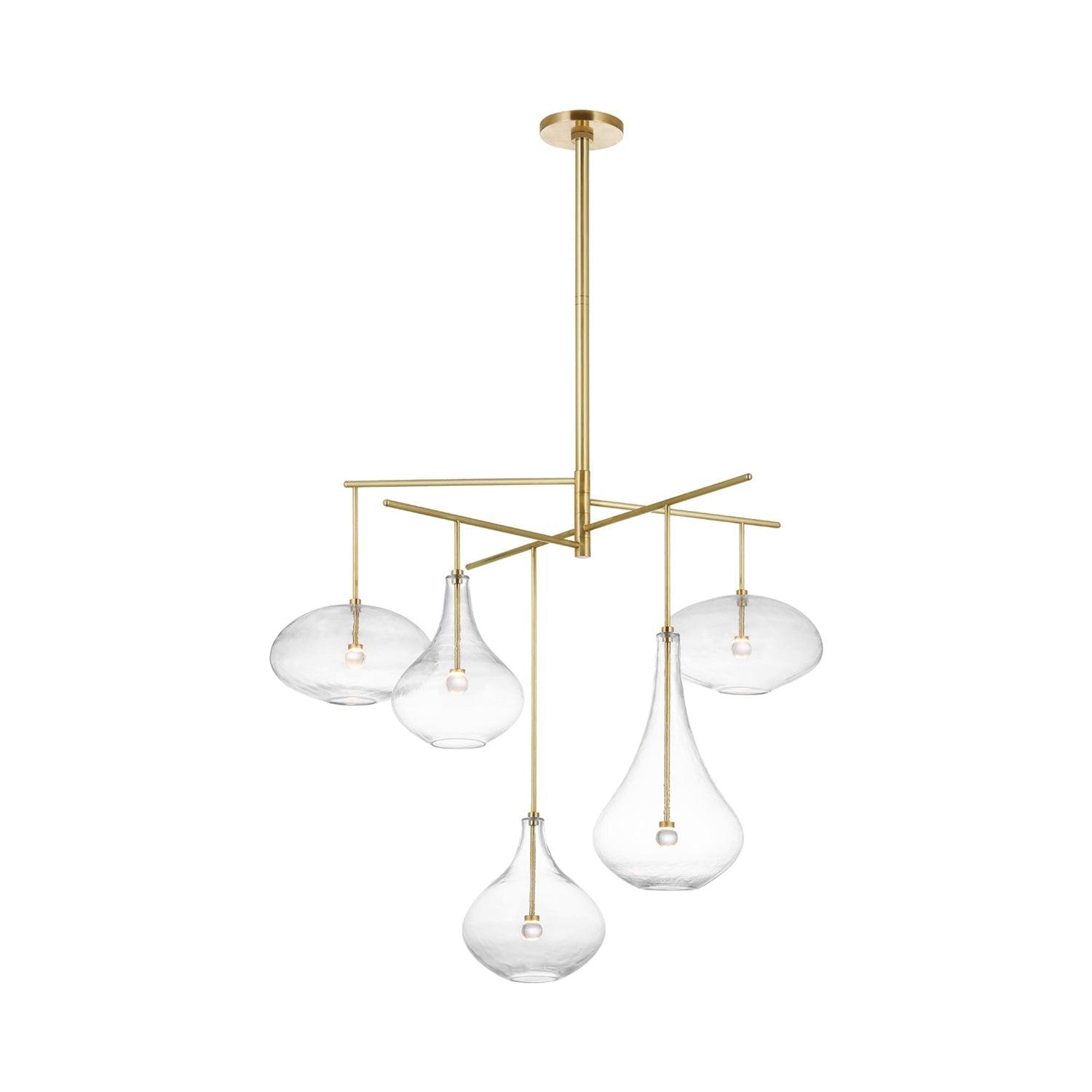 Soft Brass and Clear Glass 5-Light LED Chandelier