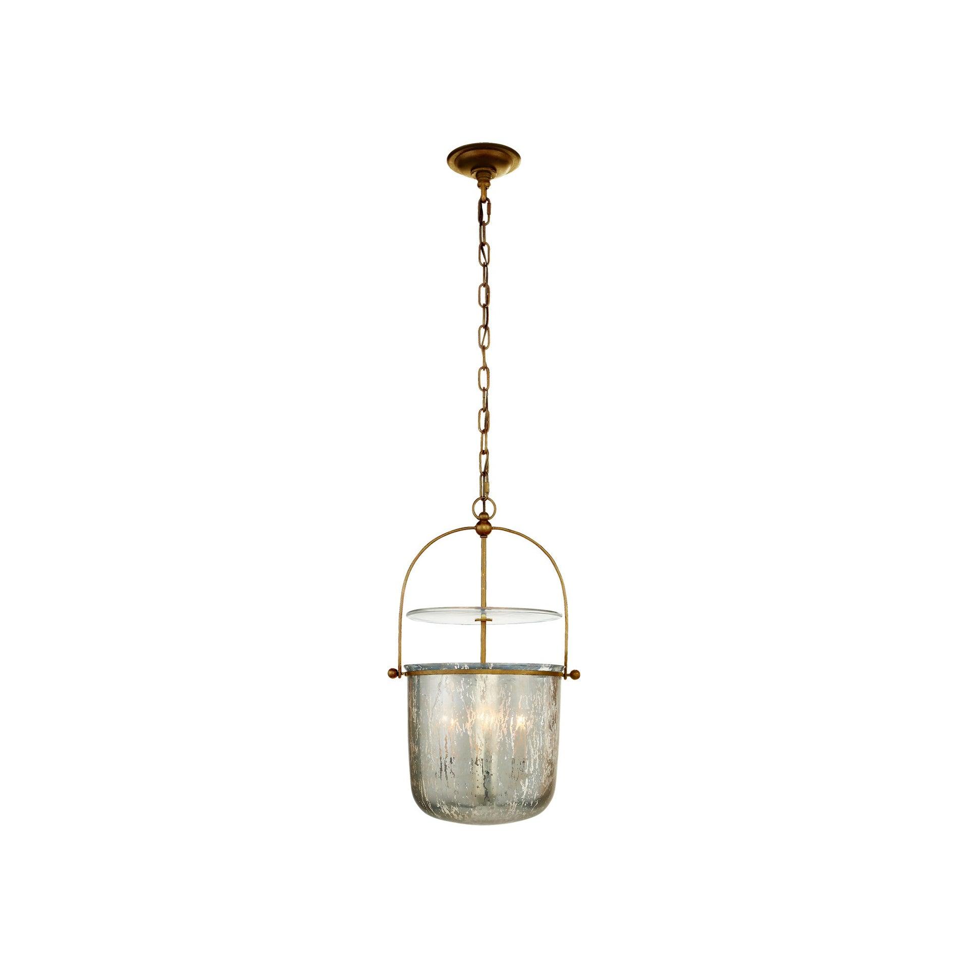 Gilded Iron Elegance 23.75" Mercury Glass Bowl Chandelier