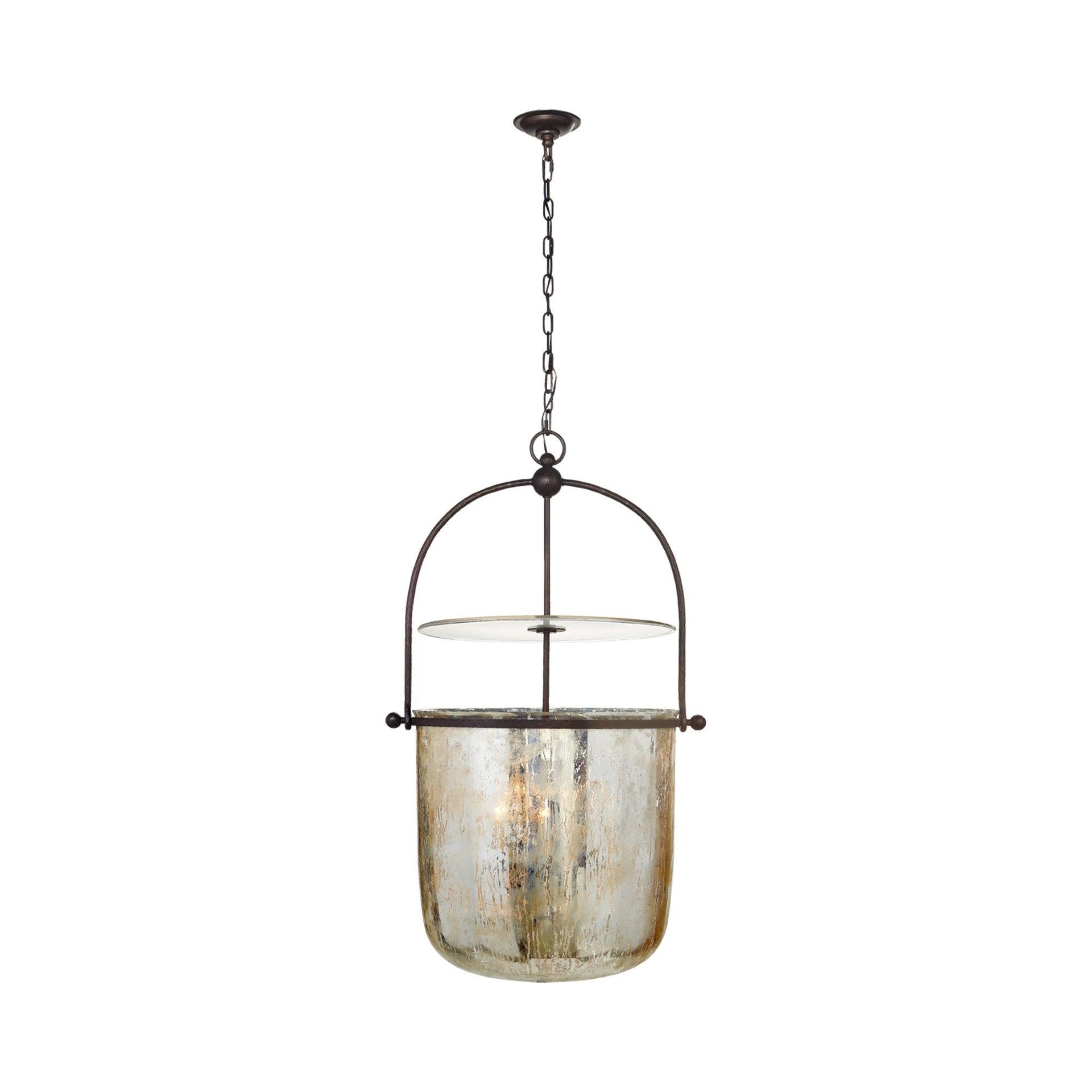 Lorford Aged Iron 42.5" Chandelier with Mercury Glass Shades
