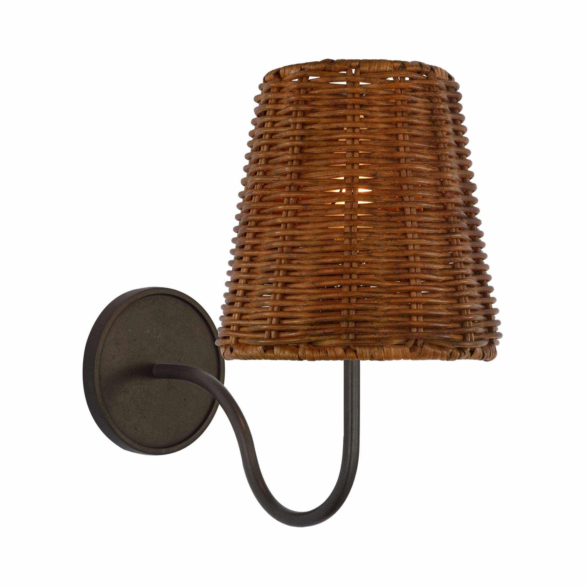 Lyndsie Sconce by Amber Lewis - Aged Iron and Dark Wicker