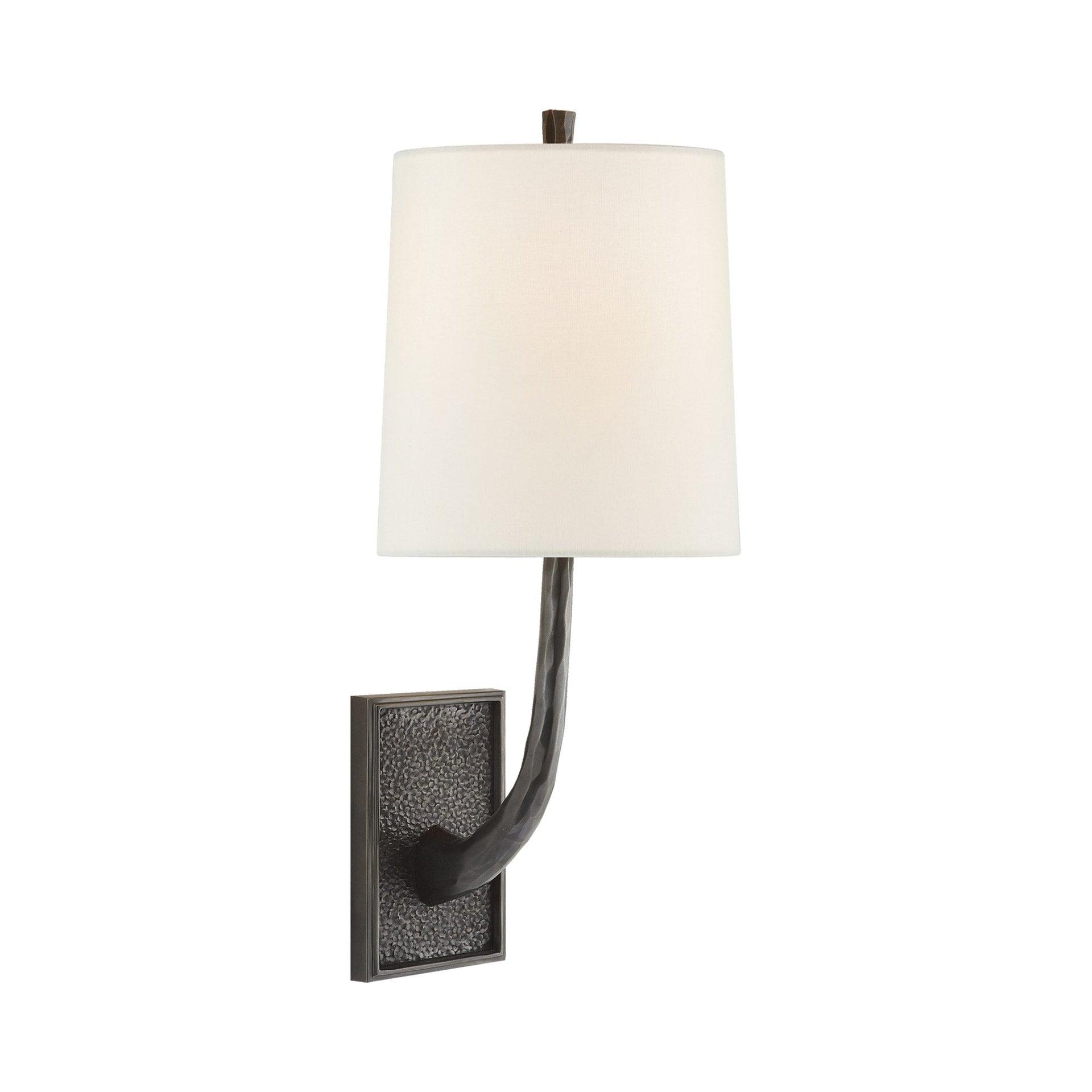 Bronze and Black Dimmable Sconce with Silk Shade