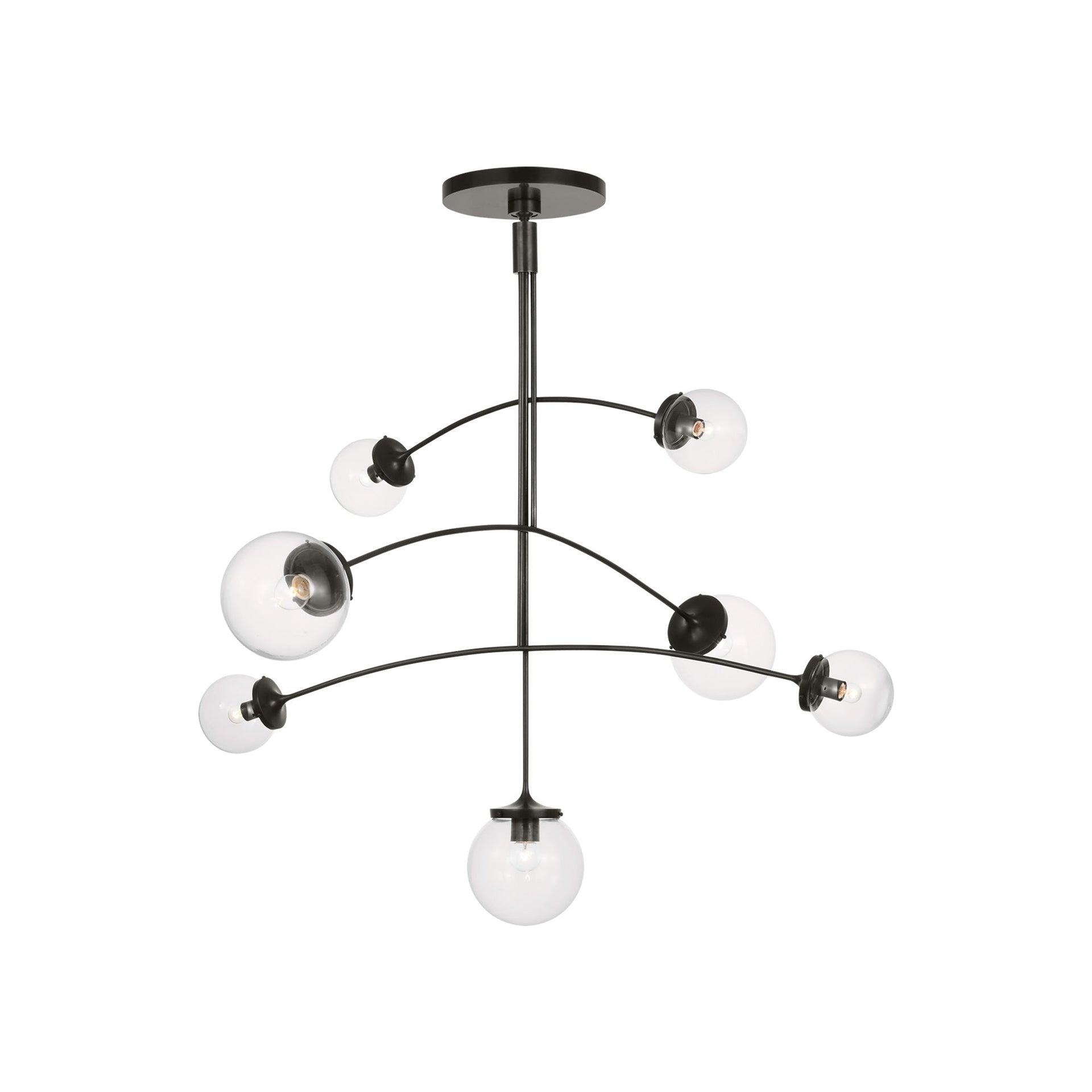 Bronze Sputnik 7-Light Chandelier with Clear Glass Shades