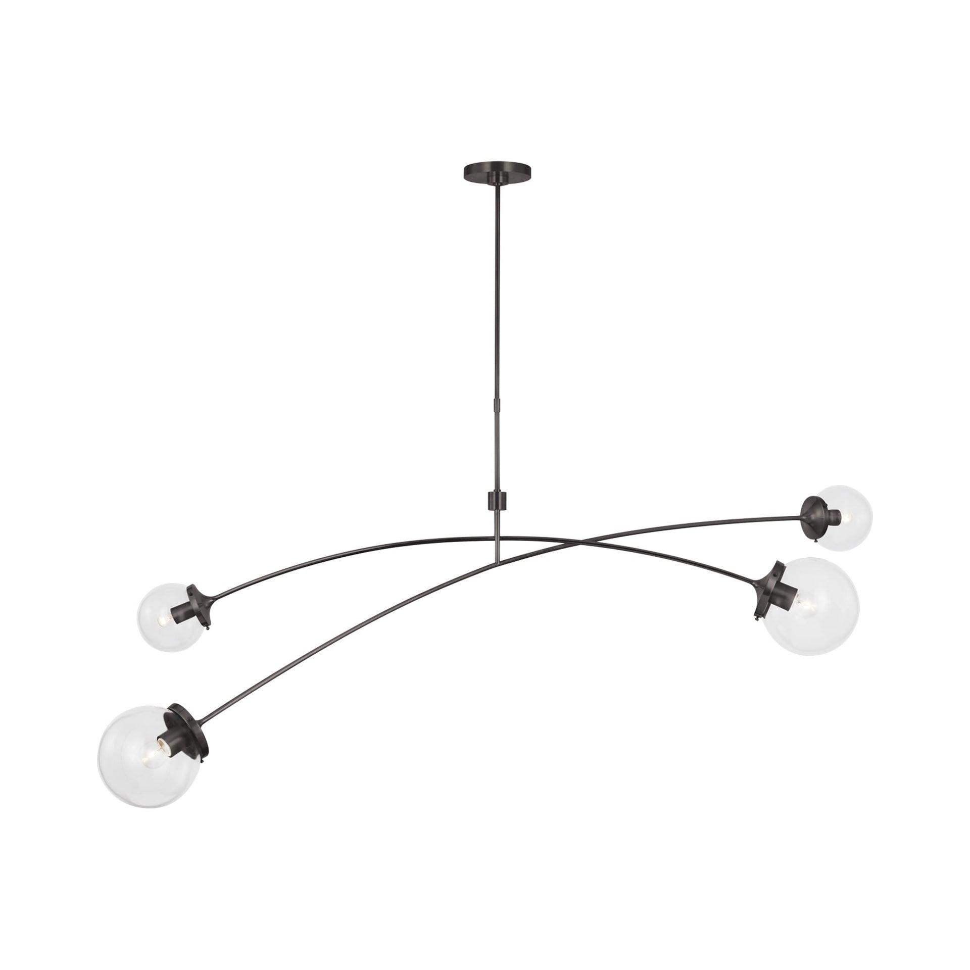 Bronze 4-Light Sputnik Chandelier with Clear Glass Globes