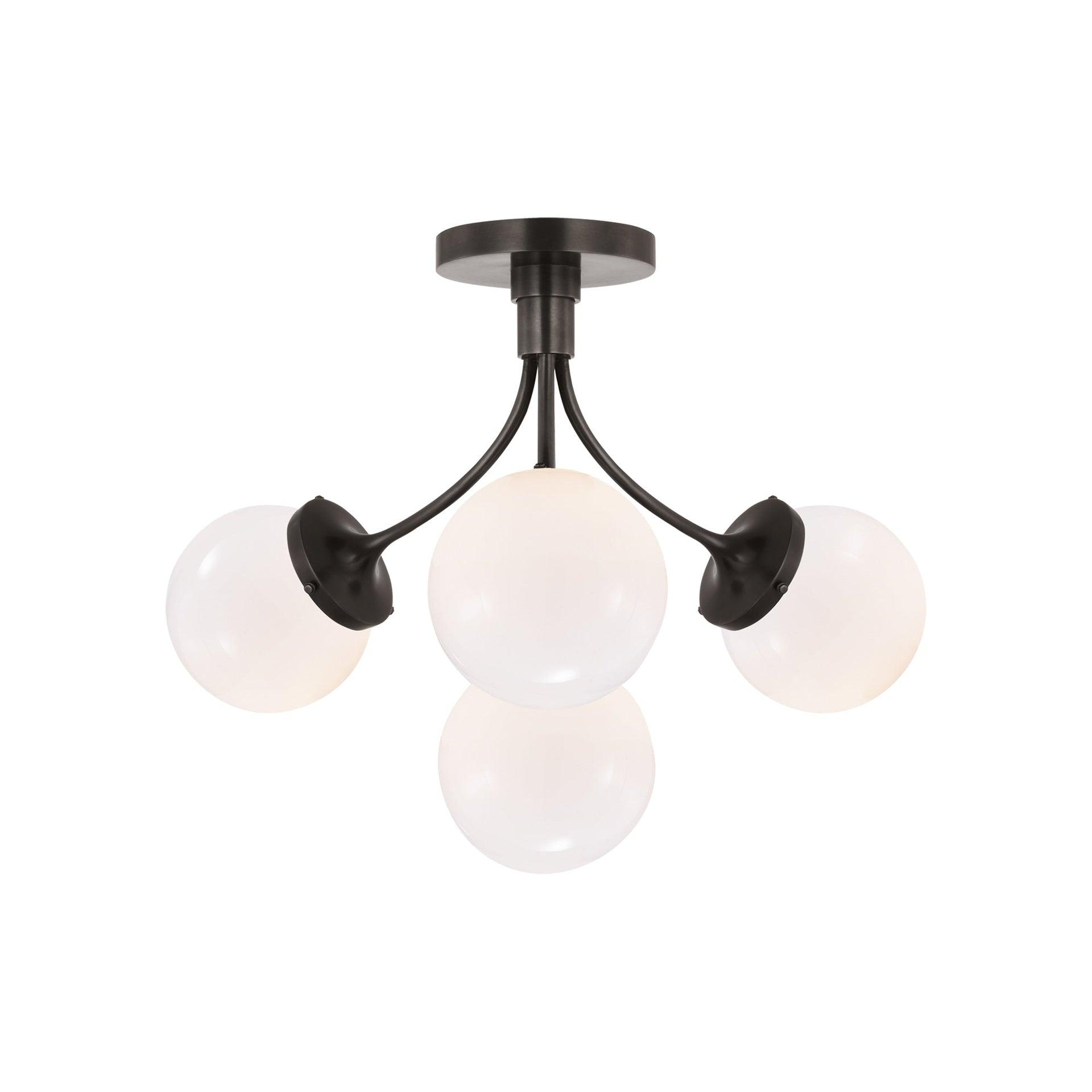 Bronze and Glass 4-Light Globe Semi-Flush Mount