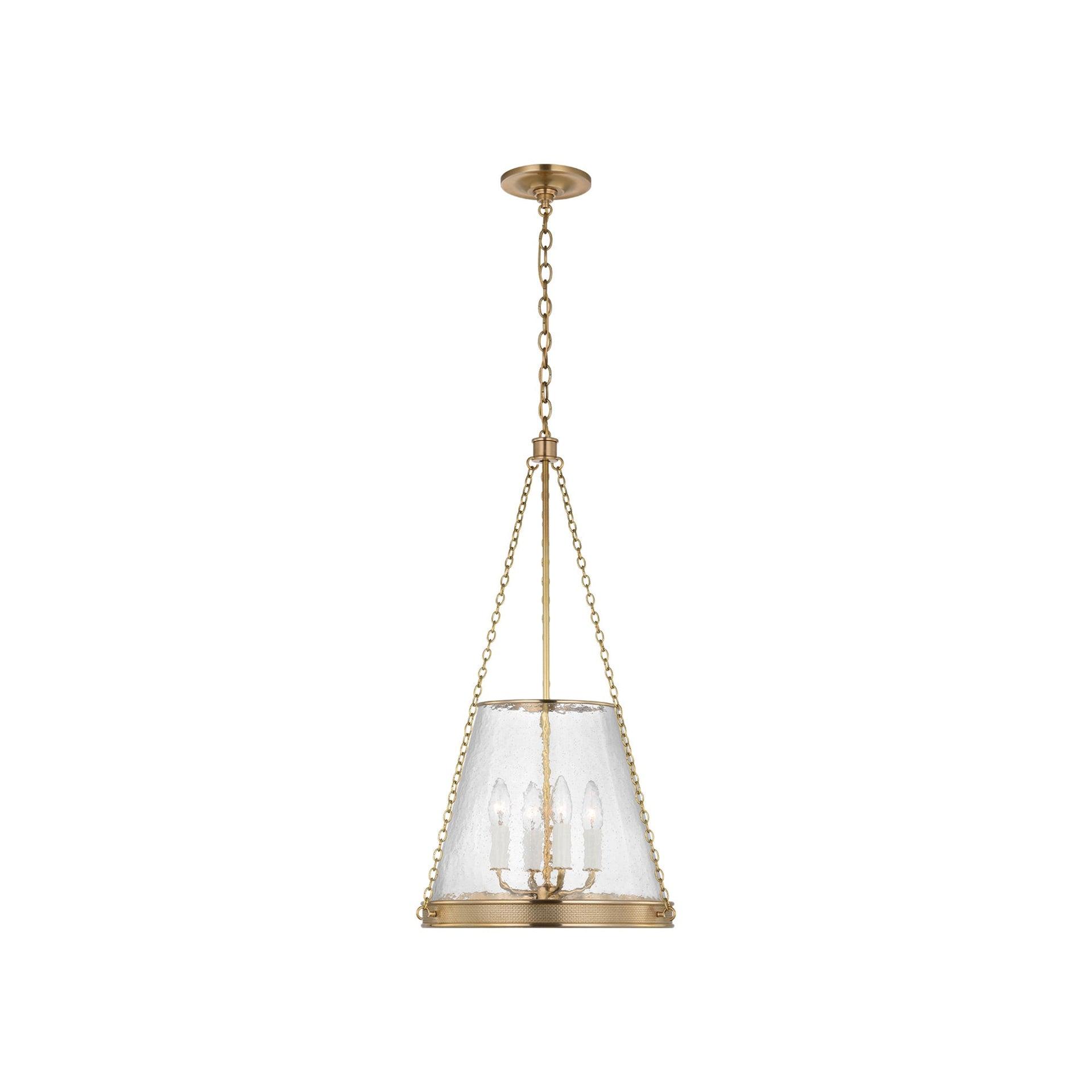 Soft Brass Glass Drum LED Pendant Light