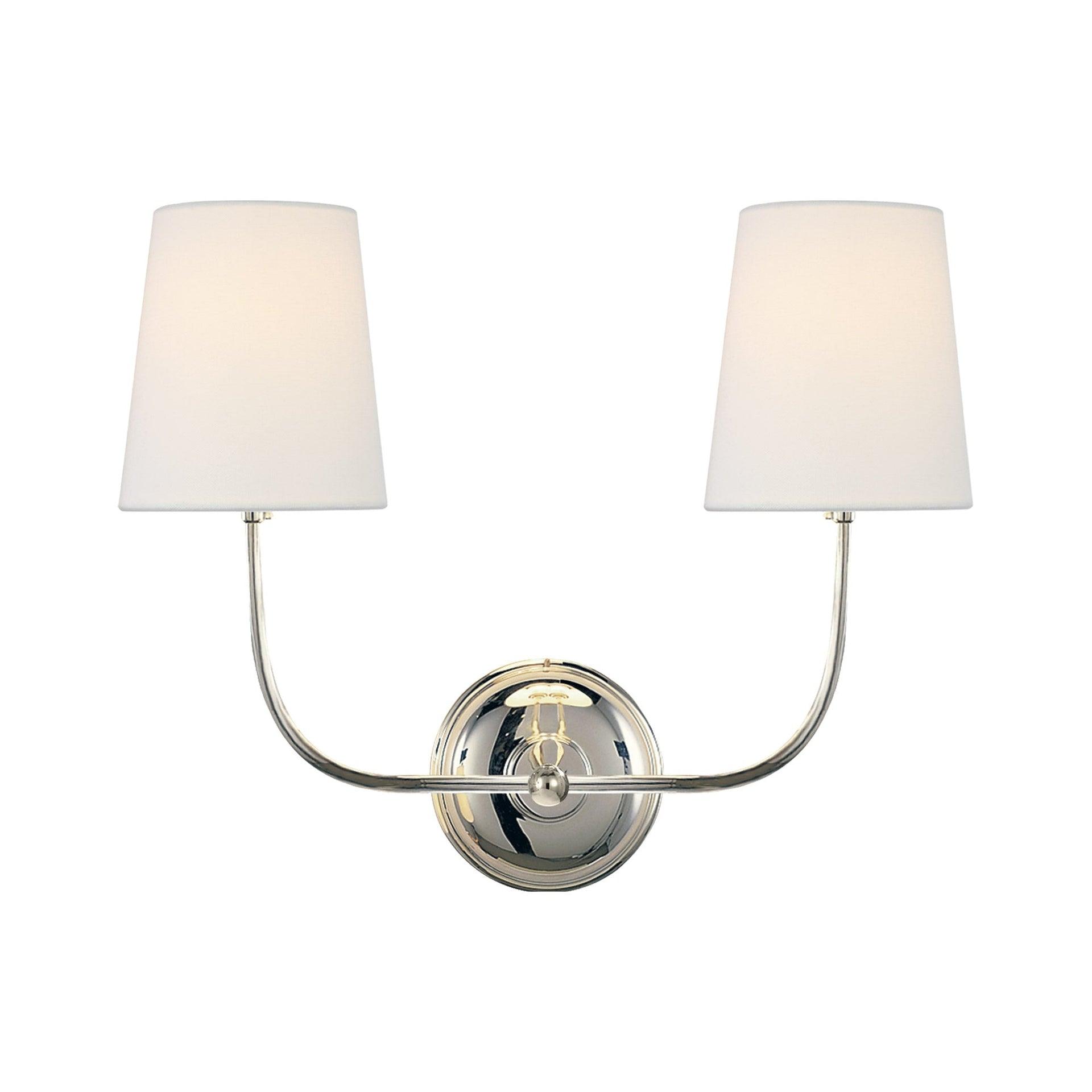 Polished Nickel 2-Light Wall Sconce with Fabric Shades