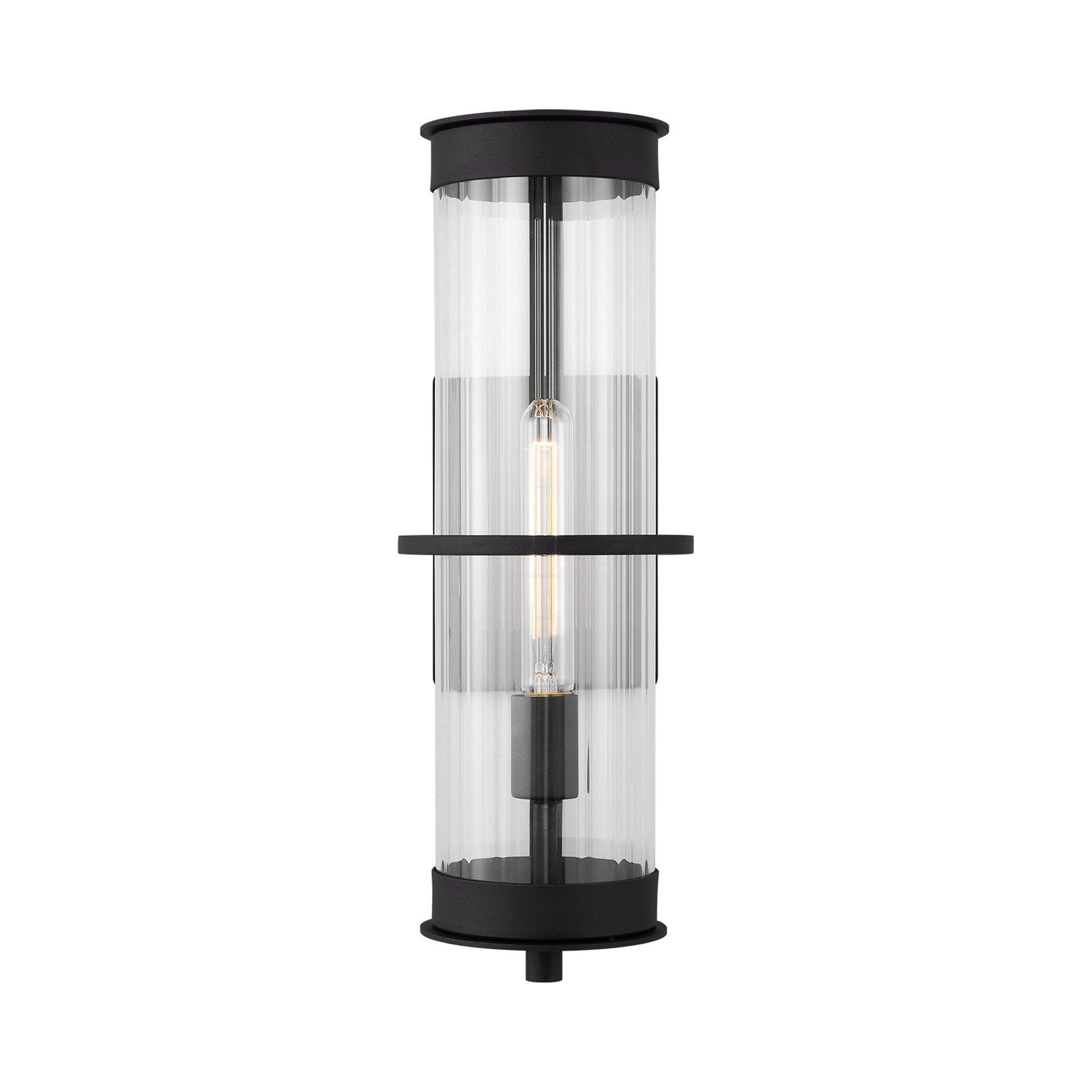 Alcona Black Bronze Outdoor Wall Lantern with Clear Fluted Glass