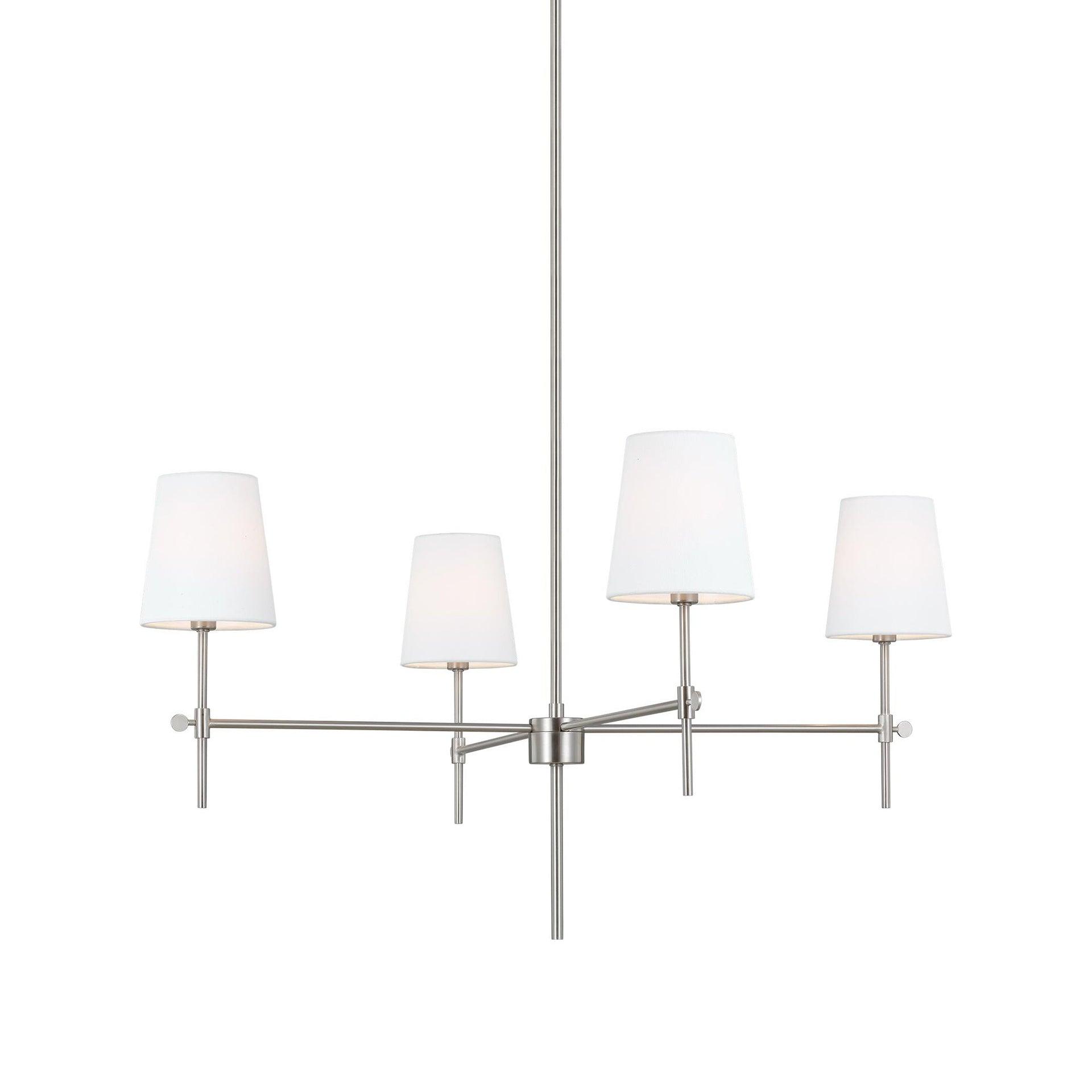 Generation Lighting 4-Light Baker Chandelier Brushed Nickel 3287204-962 | Modern Ceiling Light Fixture for Room Decor| Chandelier for Dining Room or Living Room Uses Standard or LED Light Bulbs