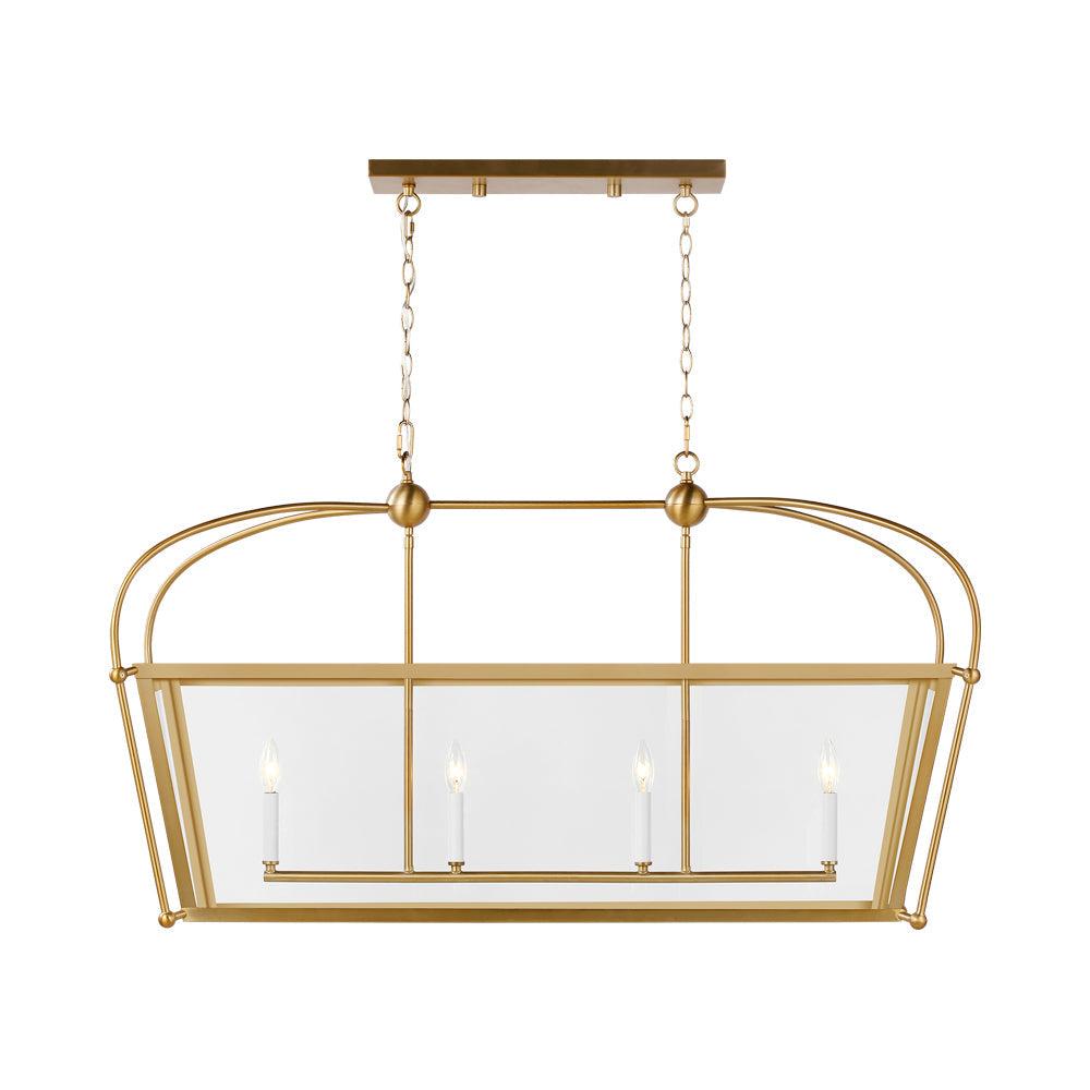 Satin Brass Elegance 4-Light Linear Pendant for Indoor/Outdoor