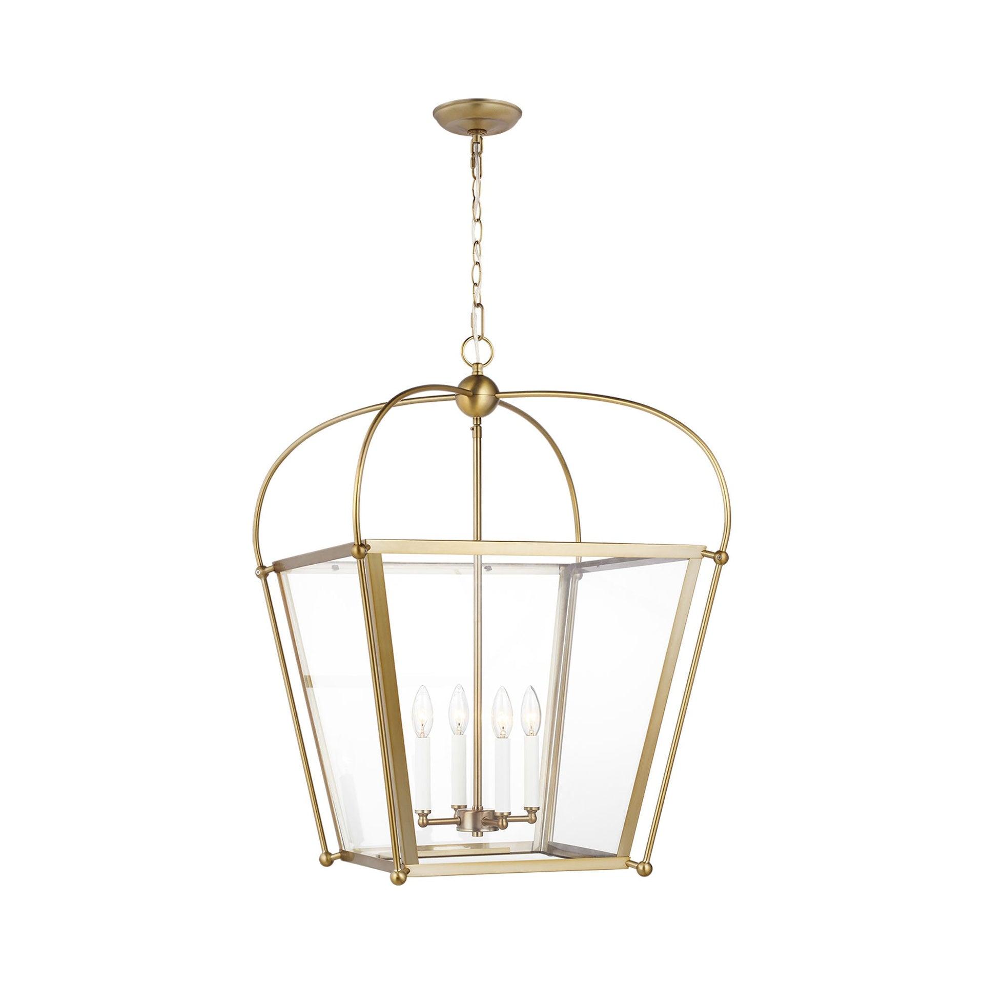 Charleston Medium 4-Light Satin Brass Shaded Hanging Pendant Light