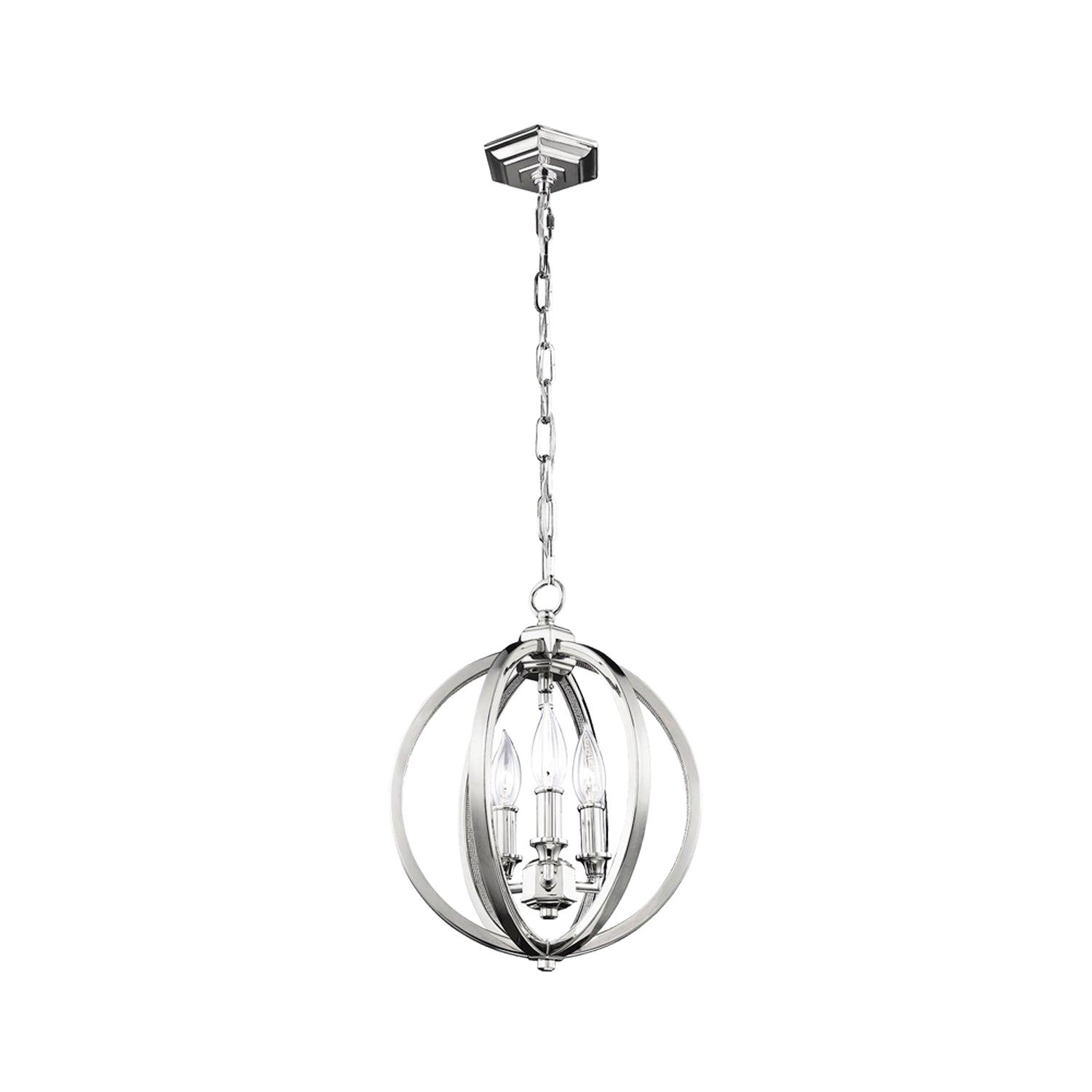 Elegant Polished Nickel 9-Light Crystal Globe Chandelier