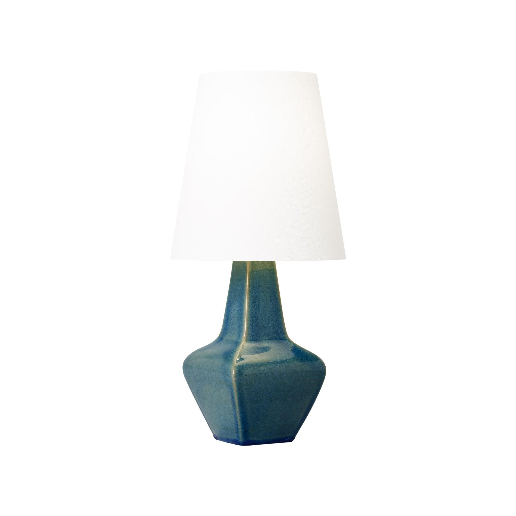 New White Ceramic Table Lamp with Linen Shade