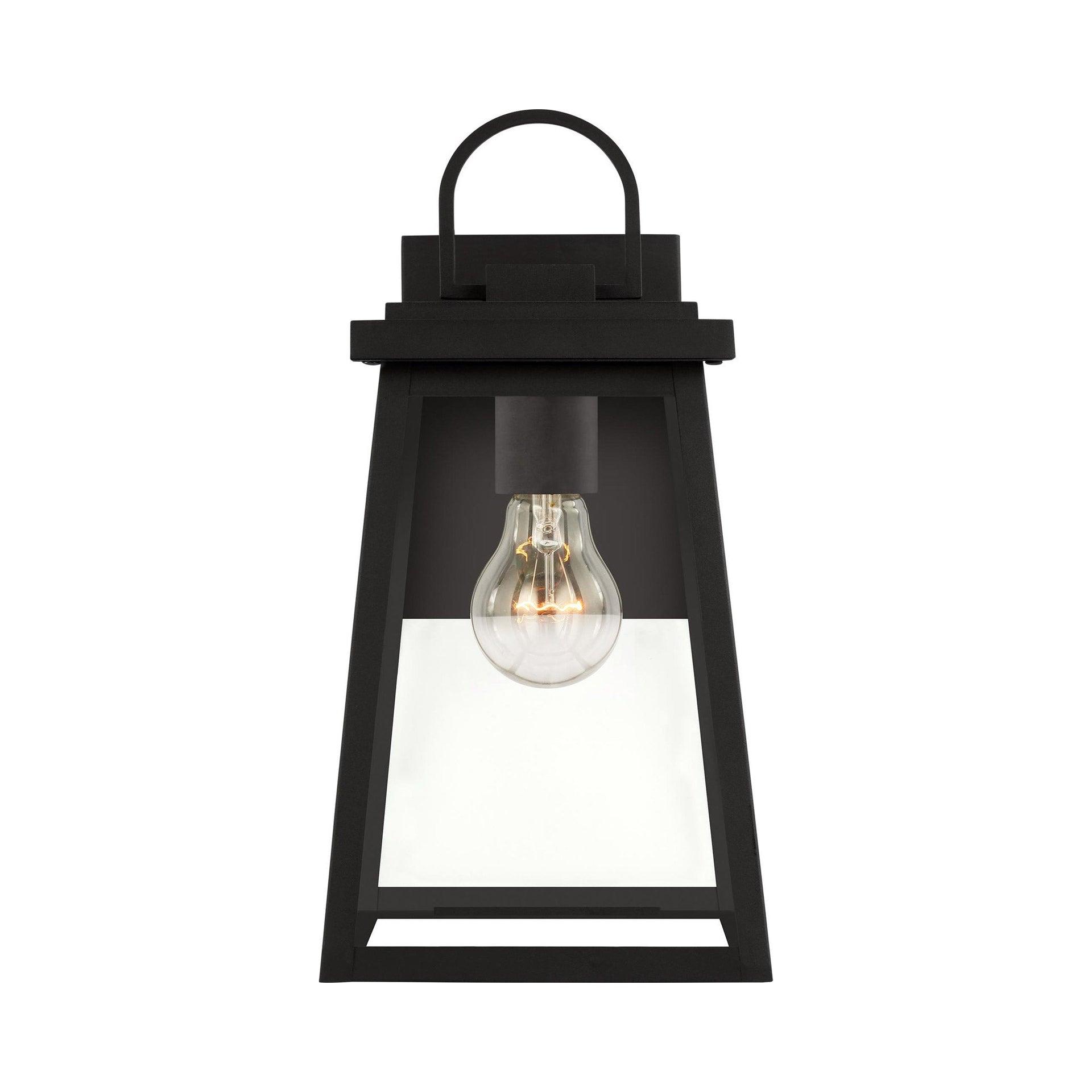 Founders Large 1-Light Black Transitional Exterior Outdoor Wall Sconce with Clear and White Glass Panels Included