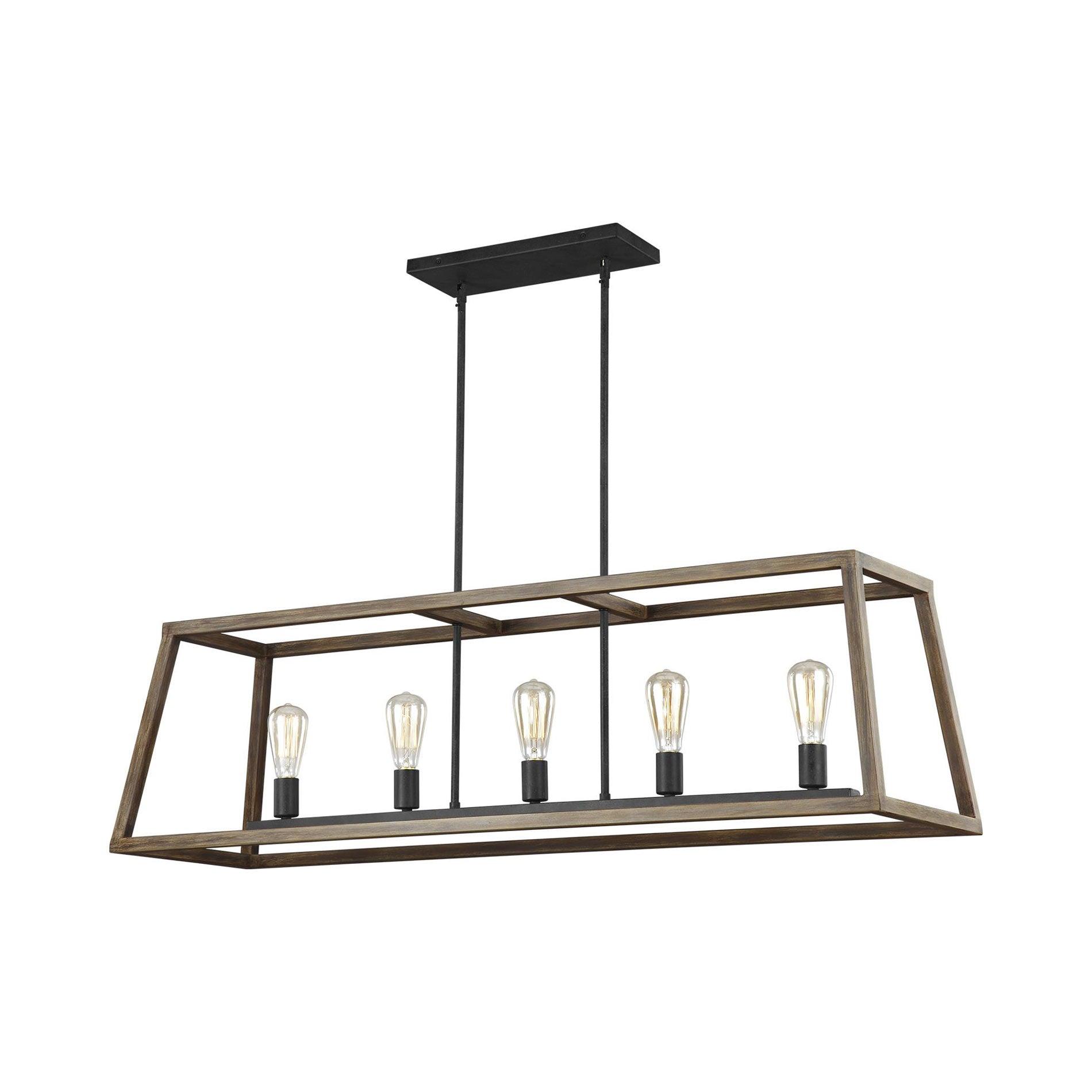 Buford Iron & Wood Linear Chandelier (50")