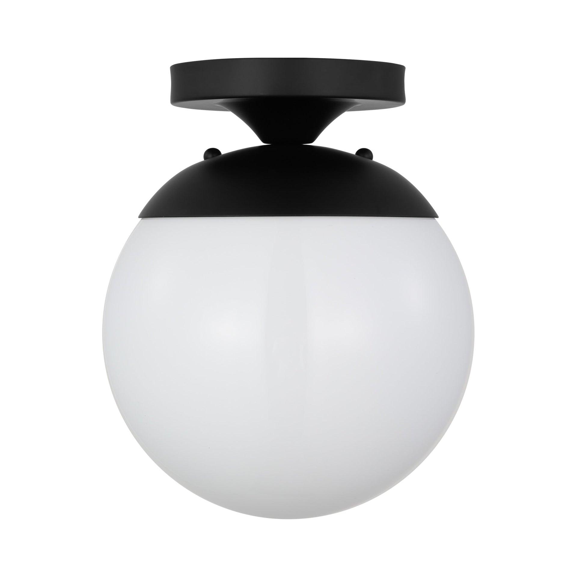 Midnight Black and White Glass Globe Semi Flush Mount Light