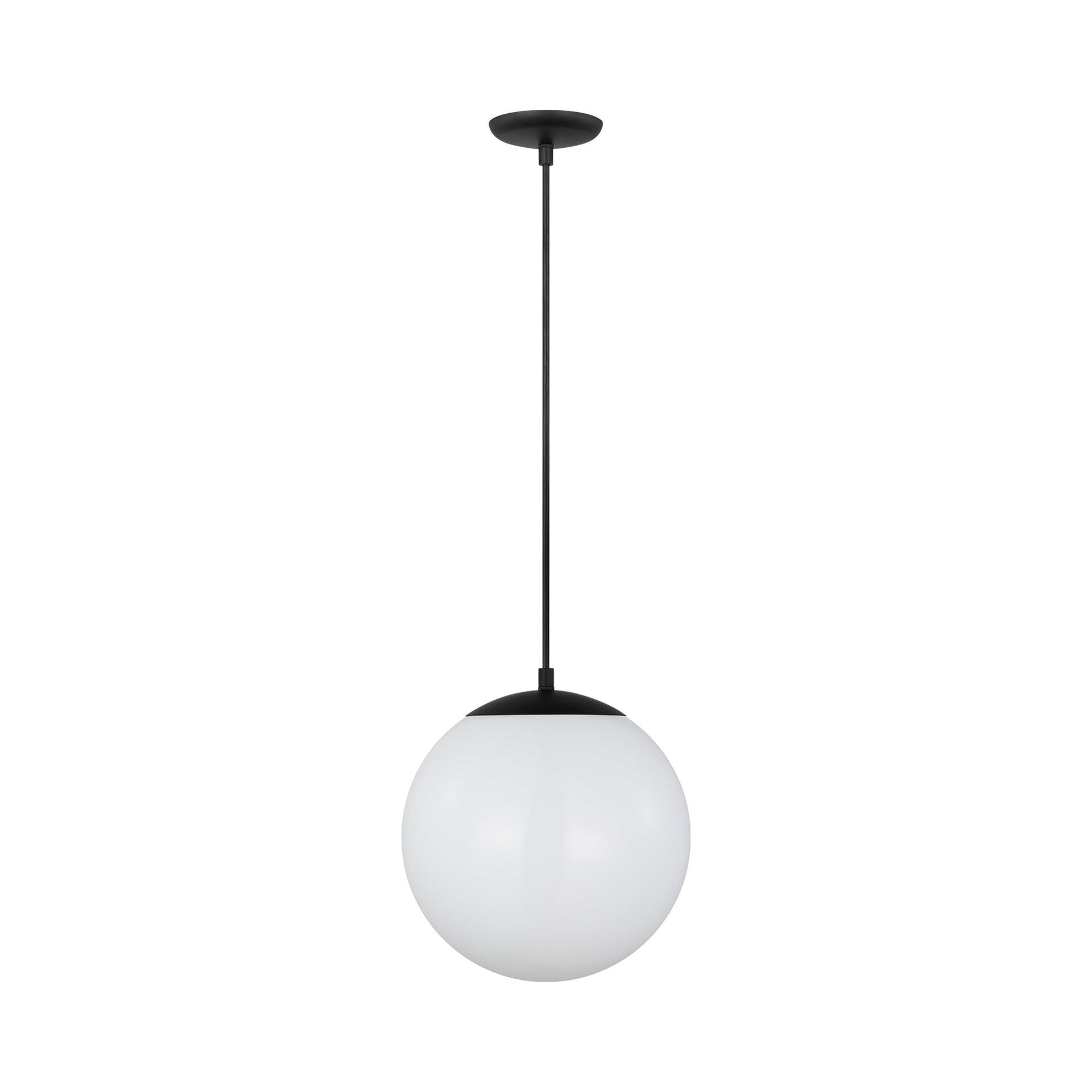 Midnight Black Globe Pendant Lamp with White Glass Shade