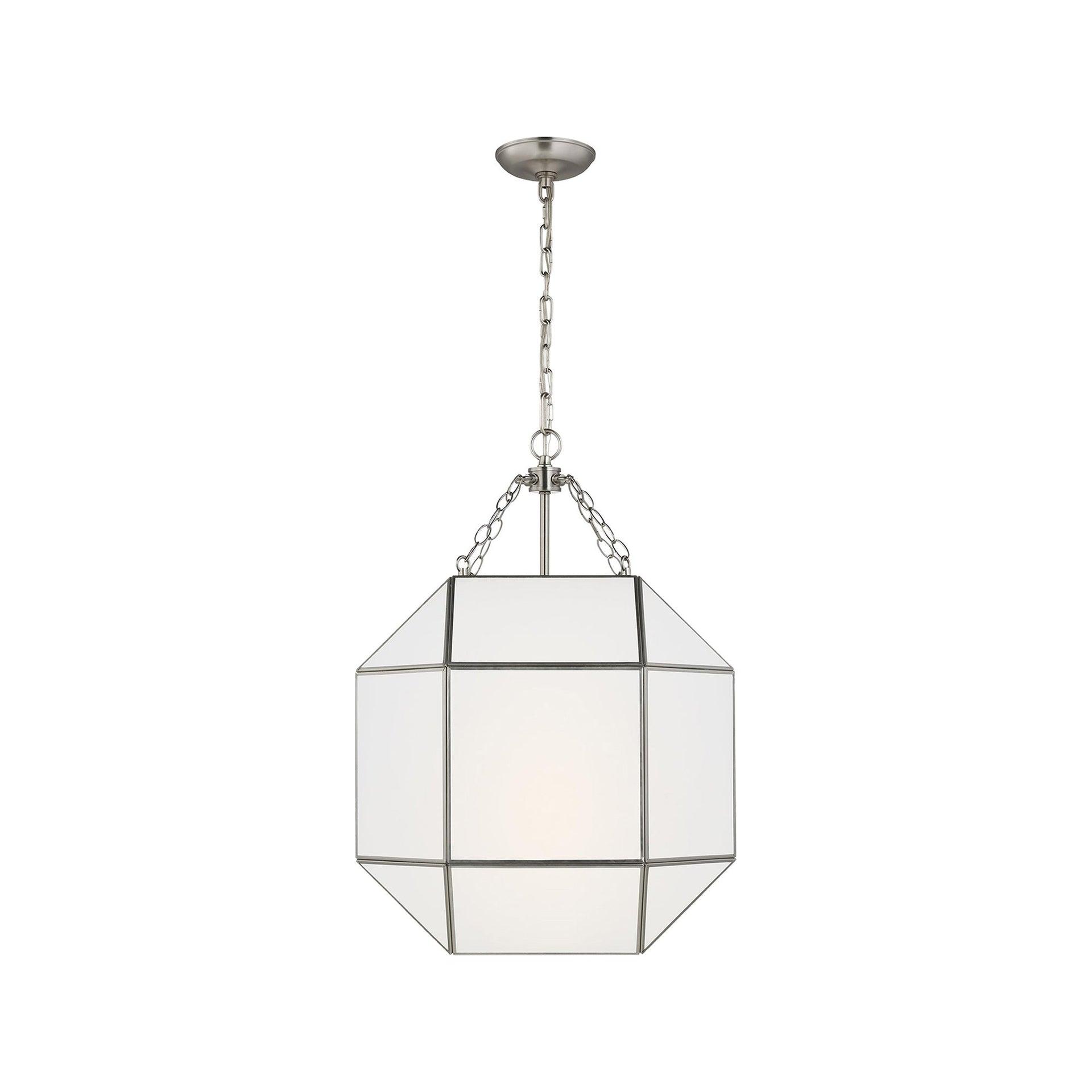 Morrison Brushed Nickel 3-Light Pendant with White Glass Shade