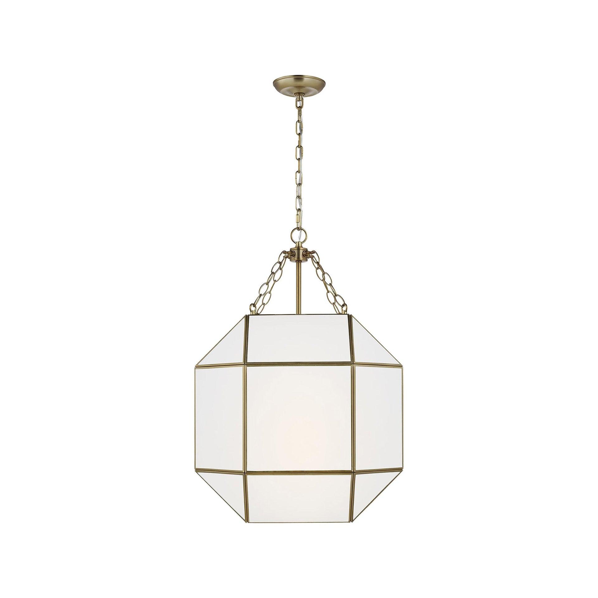 Morrison Satin Brass 3-Light Indoor/Outdoor Pendant with White Glass Shade
