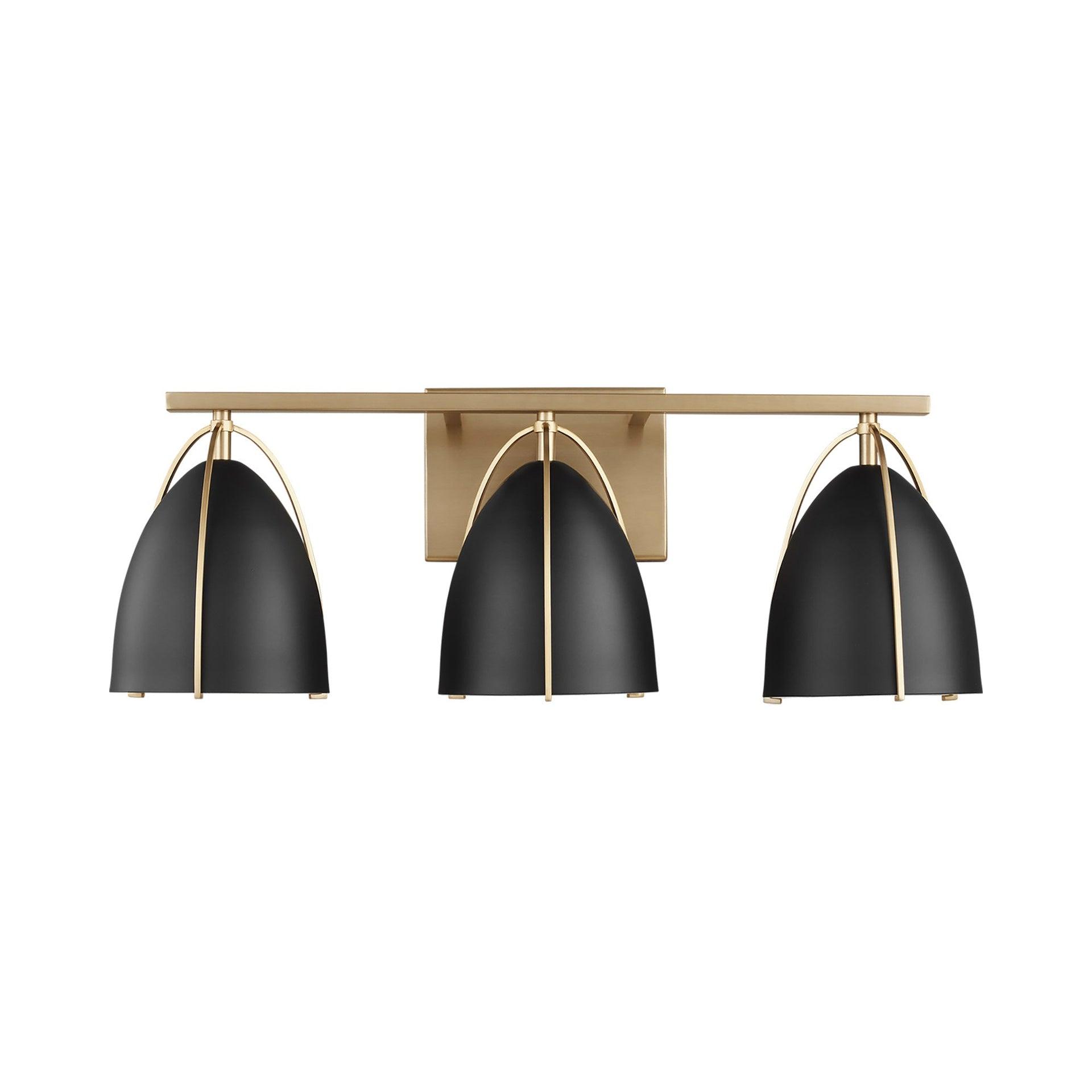 Norman 24.25" Satin Brass Vanity Light with Midnight Black Steel Shades