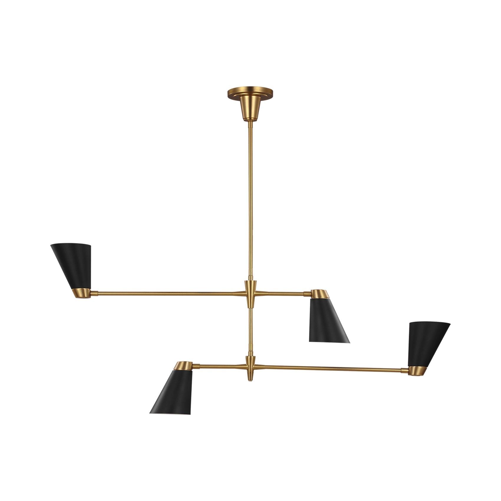 Modern Geometric 21" Brushed Brass Linear Chandelier