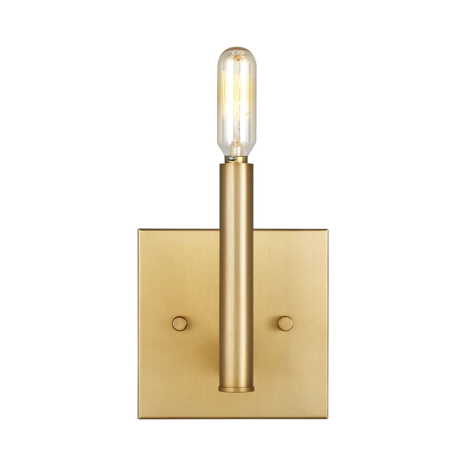 Sleek Satin Brass Outdoor Wall Sconce with Dimmable Light