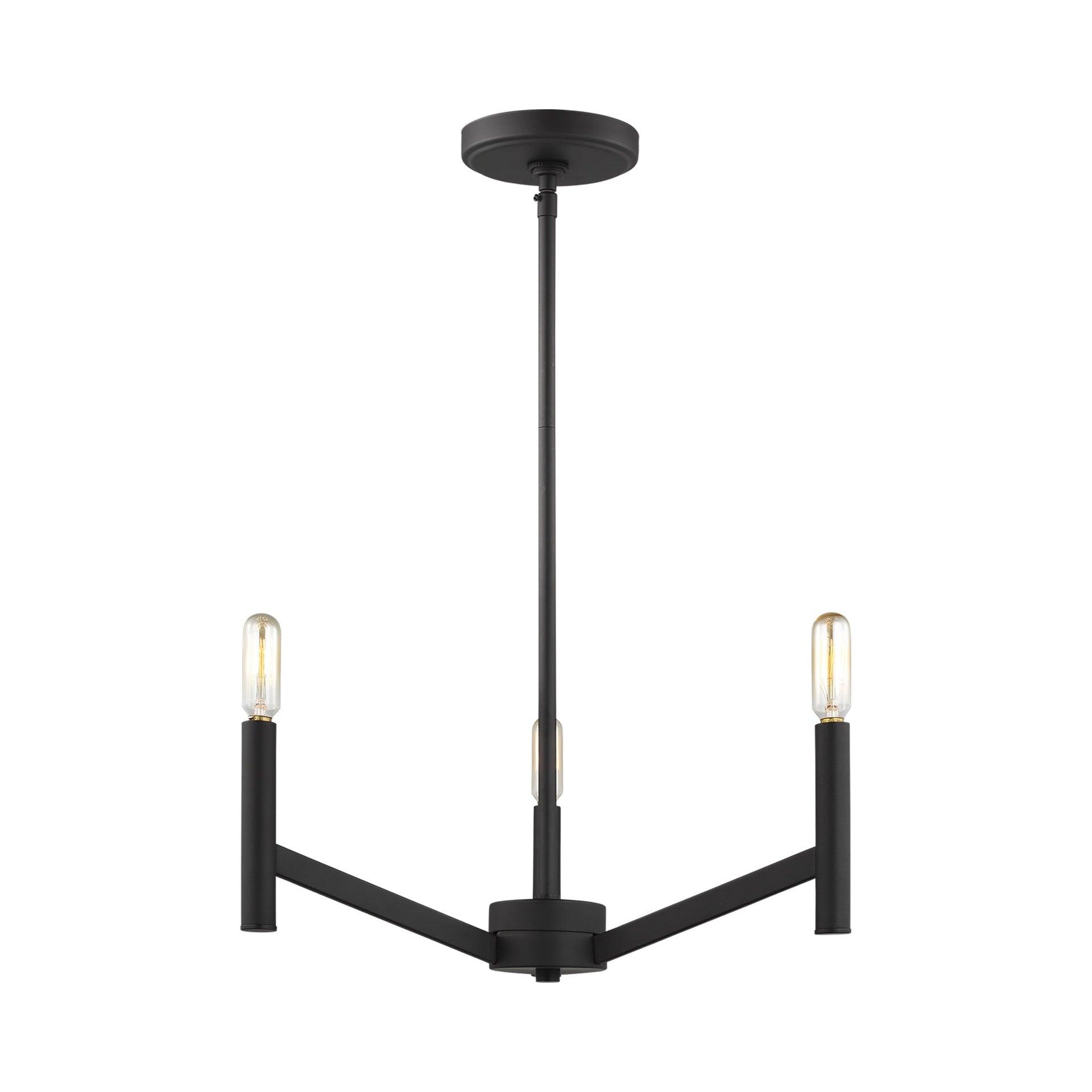Vector Mini 3-Light Chandelier in Midnight Black with Brass Accents
