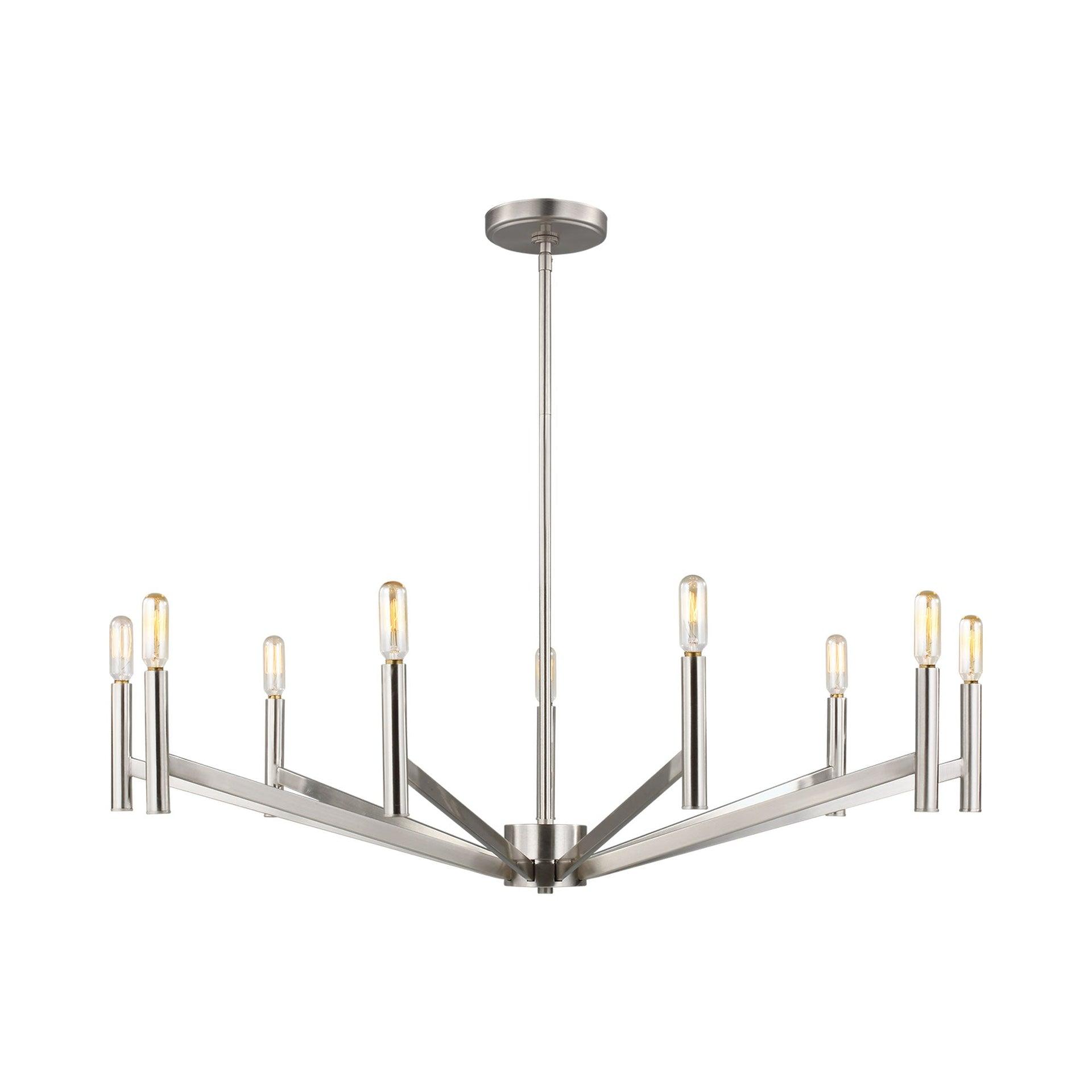 Brushed Nickel 9-Light LED Chandelier with Exposed Bulbs