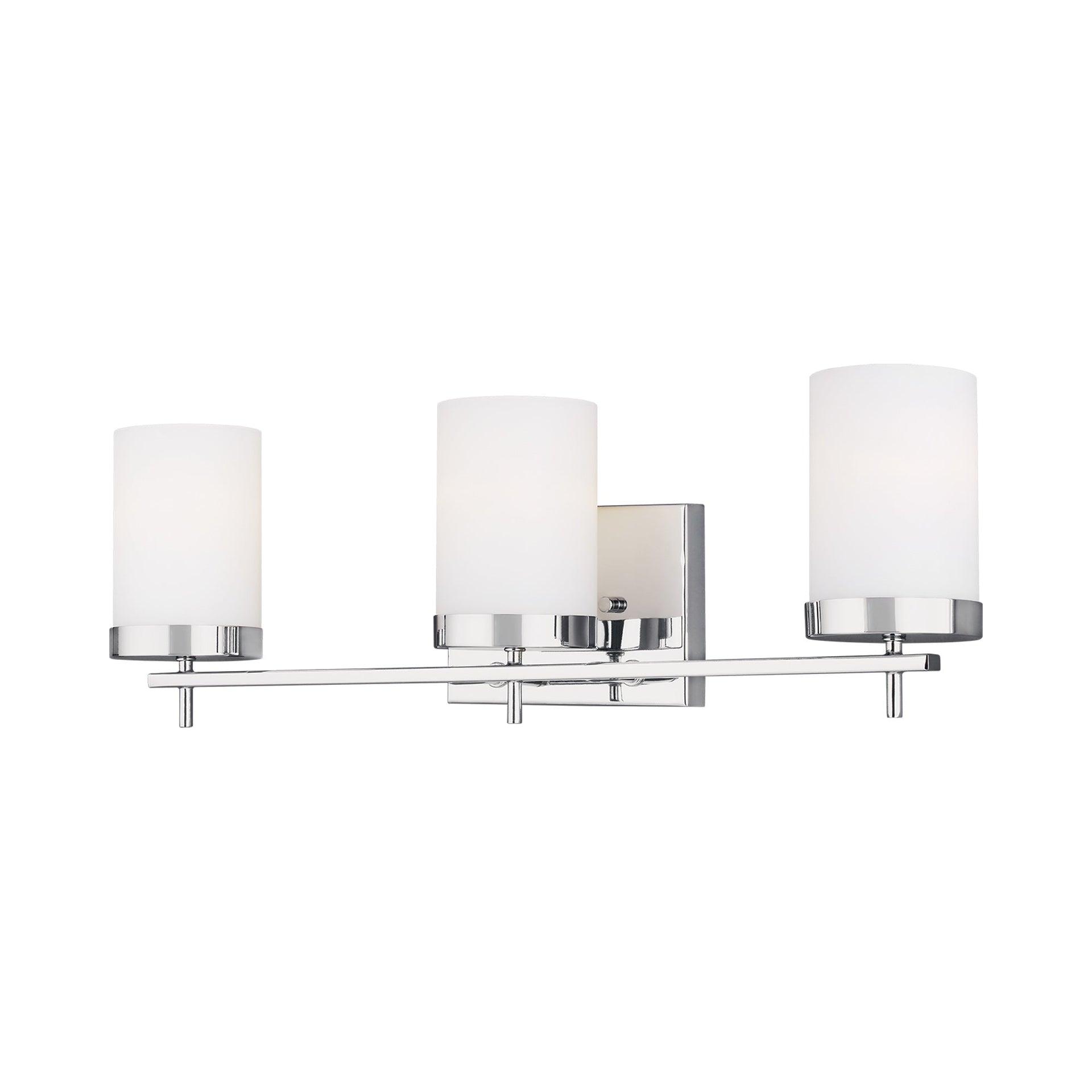 Zire Chrome 3-Light LED Vanity Fixture with Etched Glass