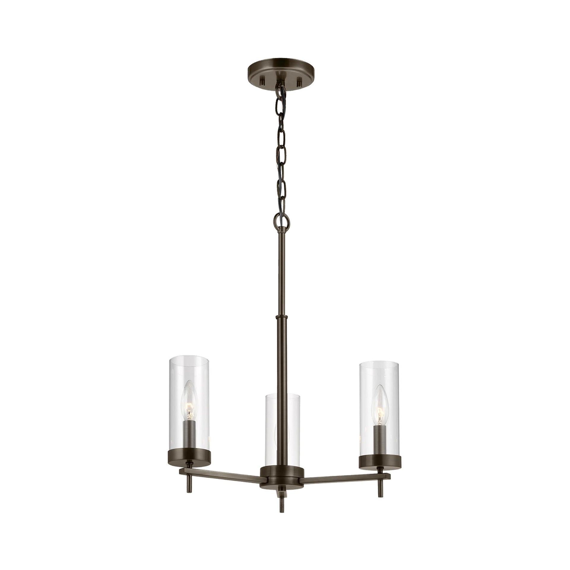 Zire Minimalist Bronze LED Chandelier with Clear Glass Shades