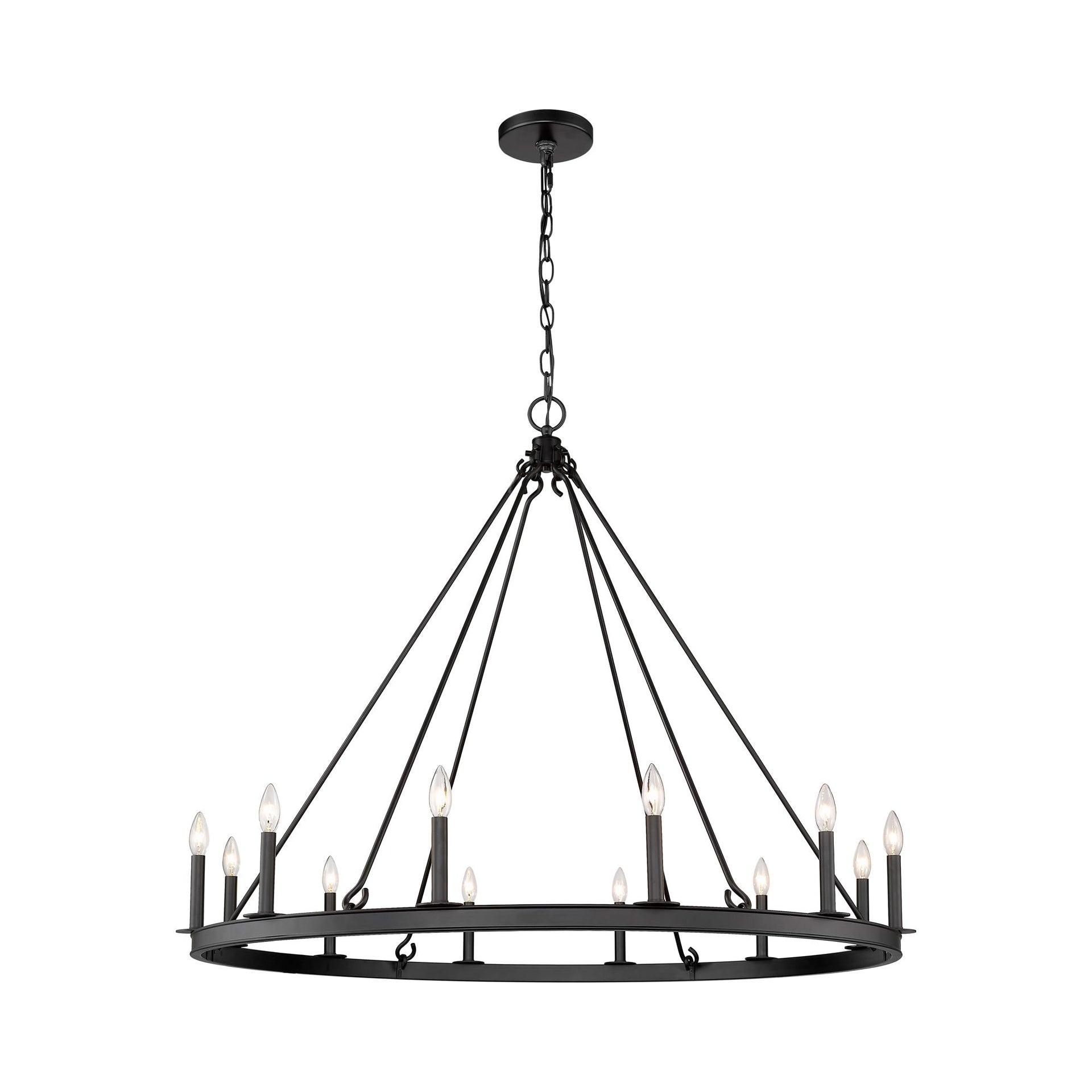 Matte Black 12-Light Candle-Inspired Chandelier