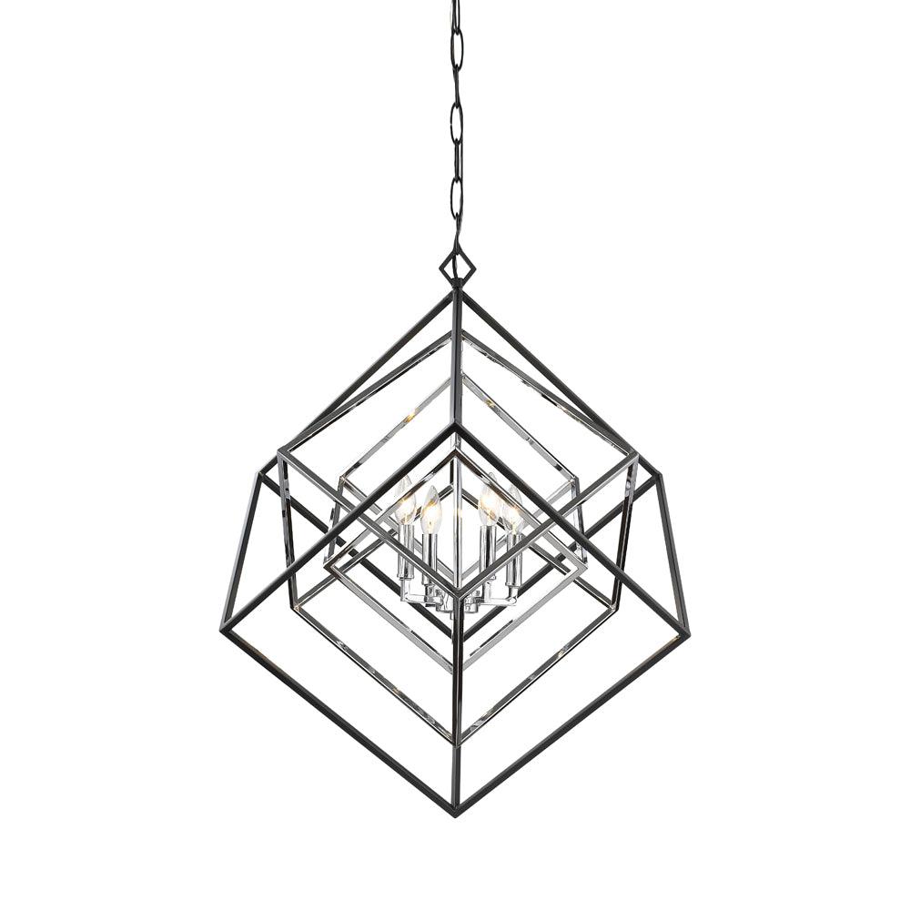 Z-Lite Euclid 4 - Light Chandelier in  Chrome/Matte Black