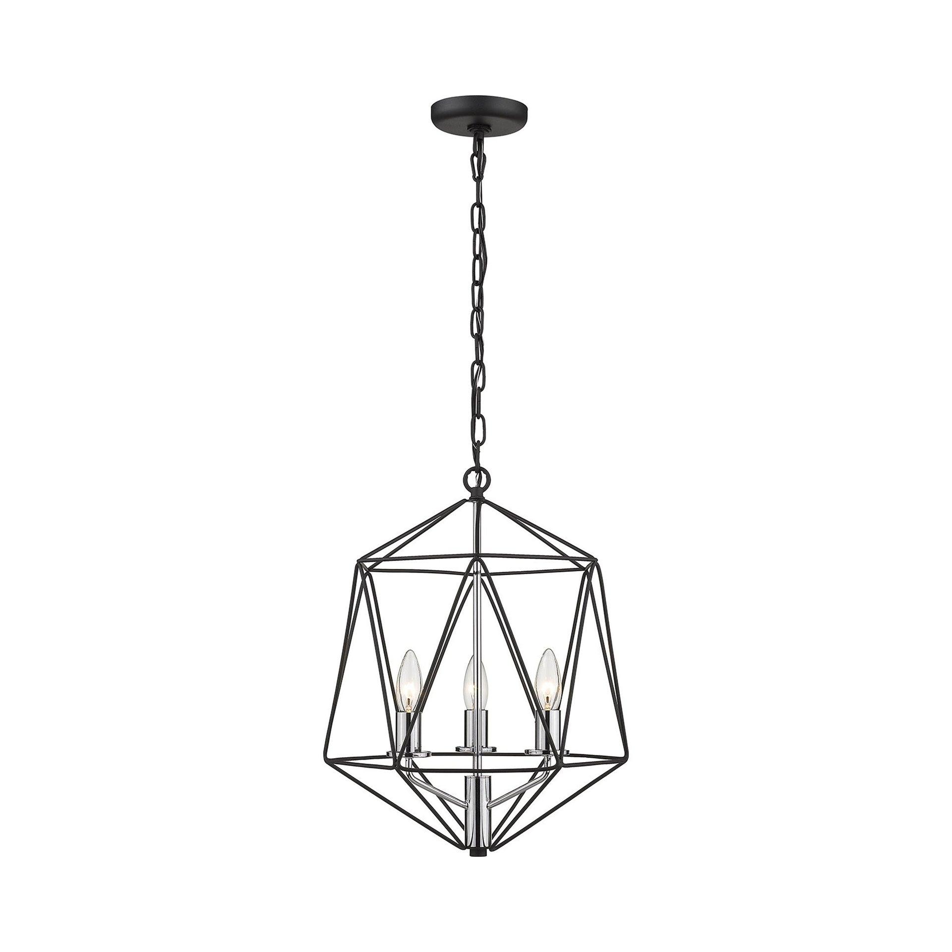 Z-Lite Geo 3 - Light Chandelier in  Matte Black/Chrome
